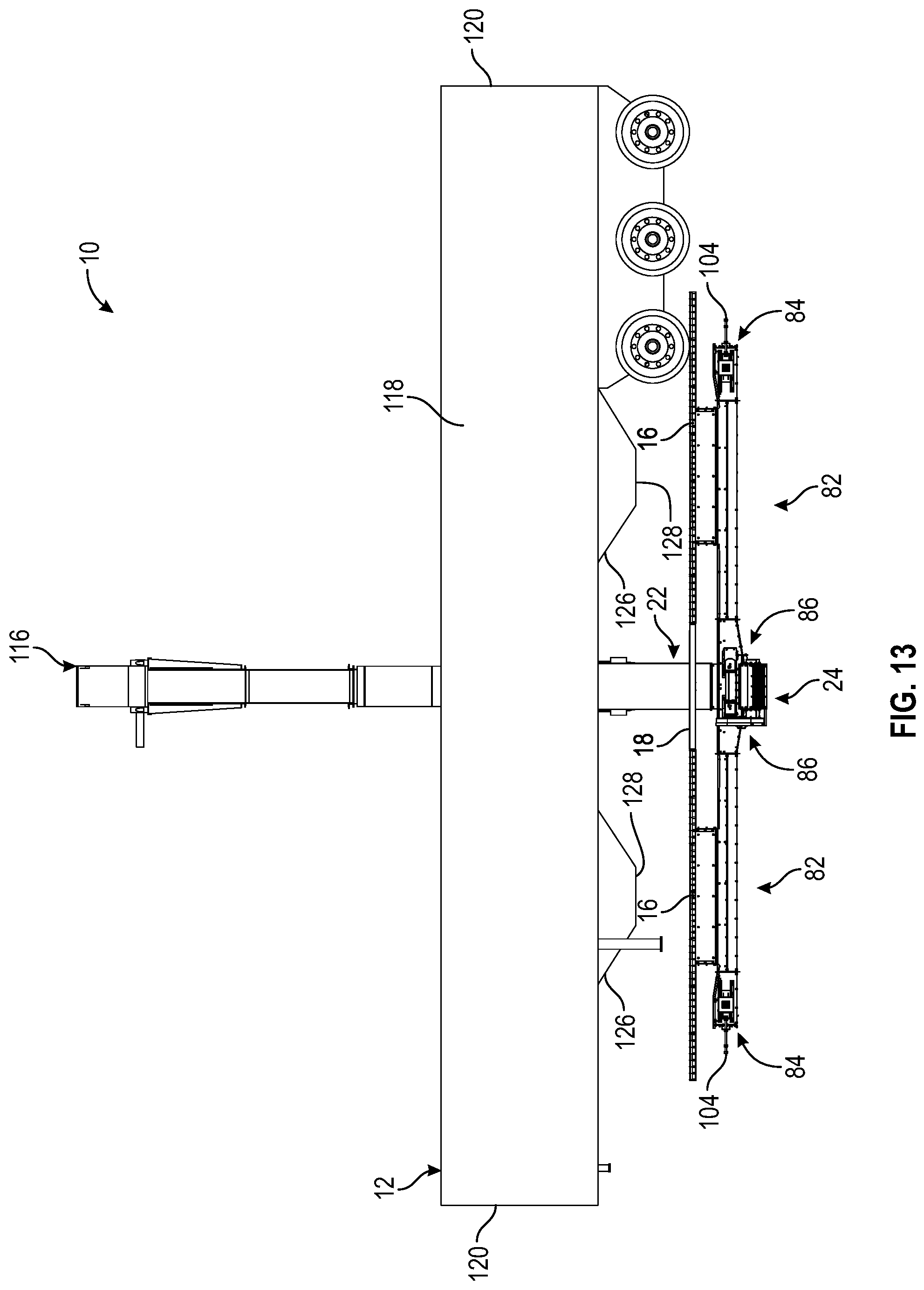 Patent US11780690 Figure 13 – Single drive dual hopper conveyor system