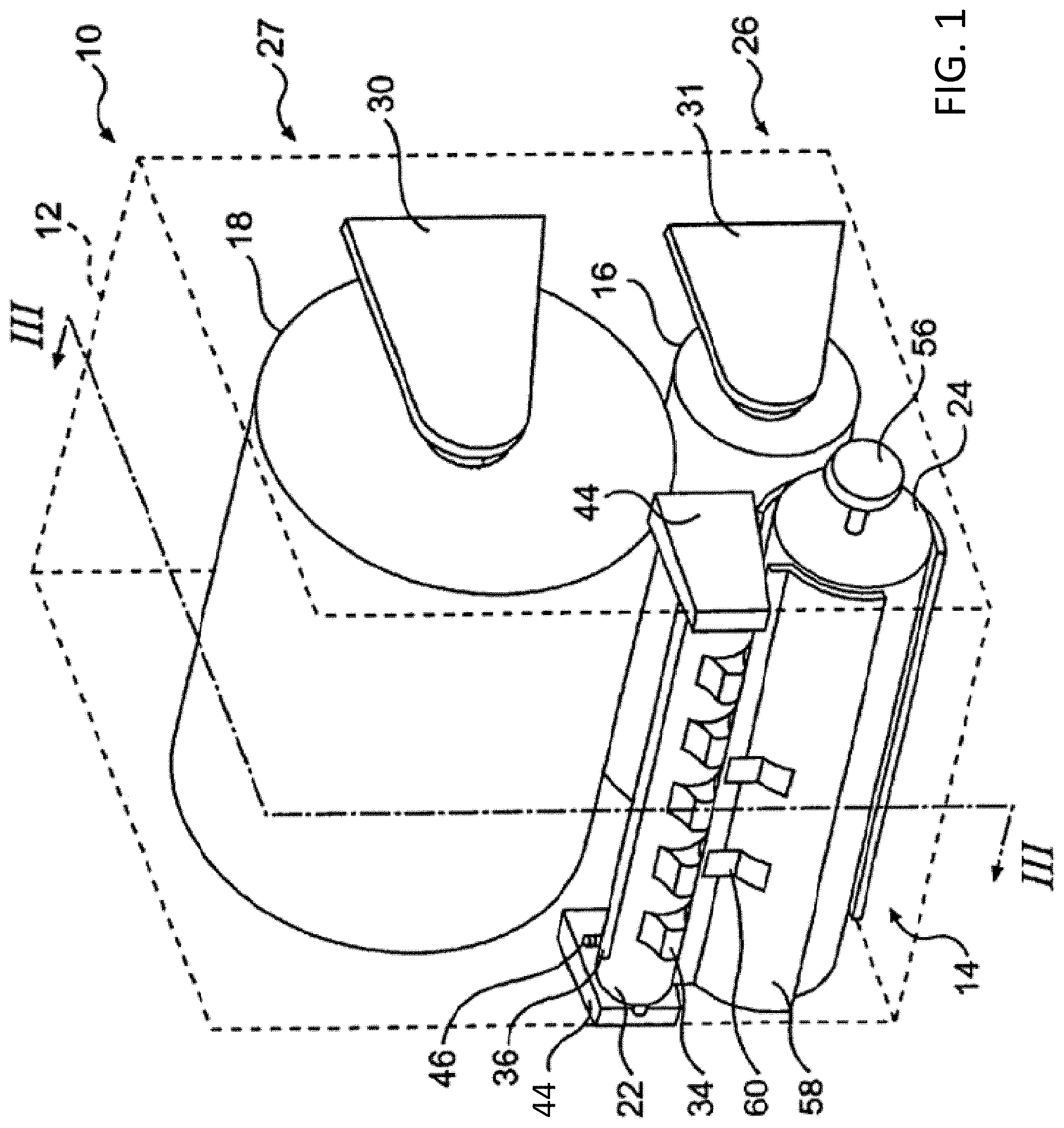 Patent US11780699 Figure 1 – Sheet product dispenser with spring assembly