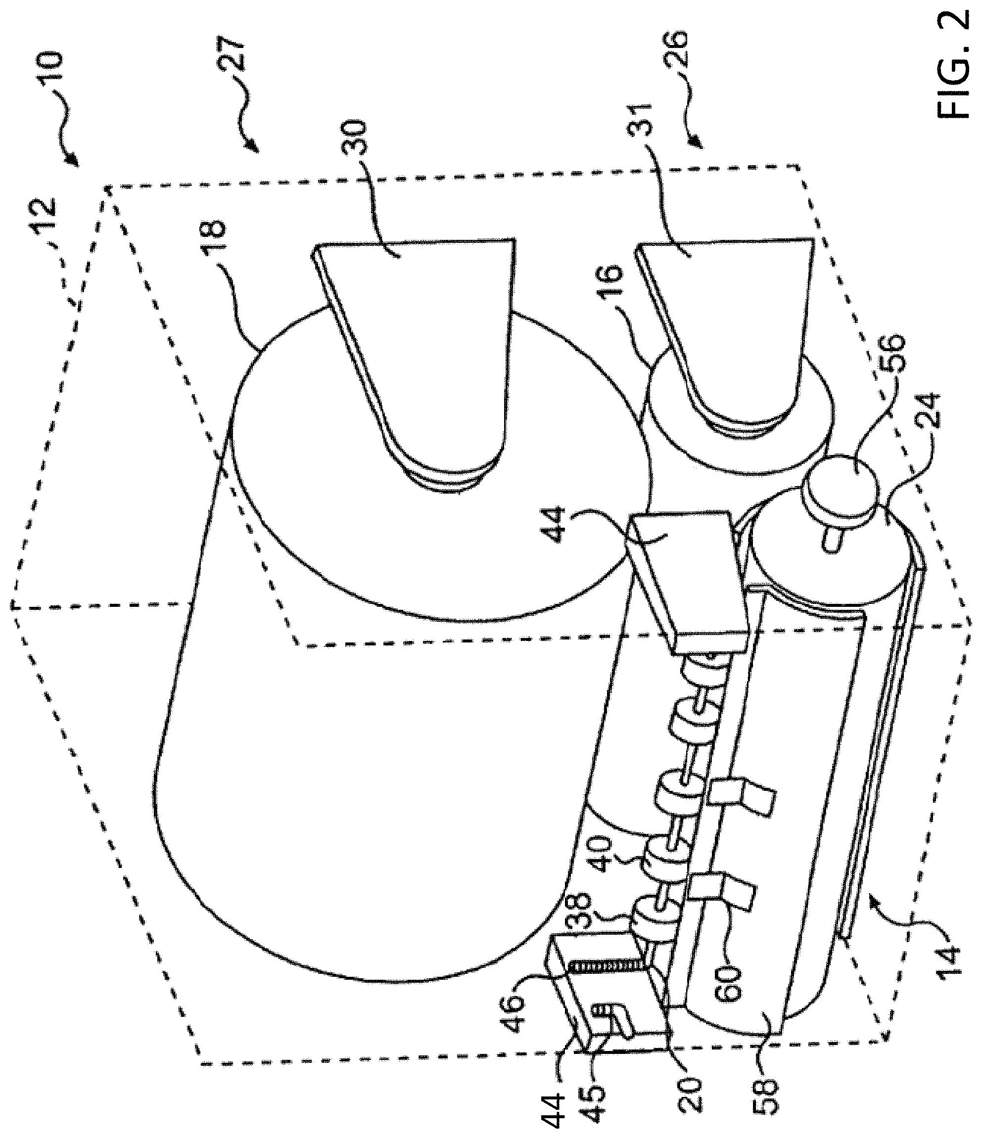 Patent US11780699 Figure 2 – Sheet product dispenser with spring assembly