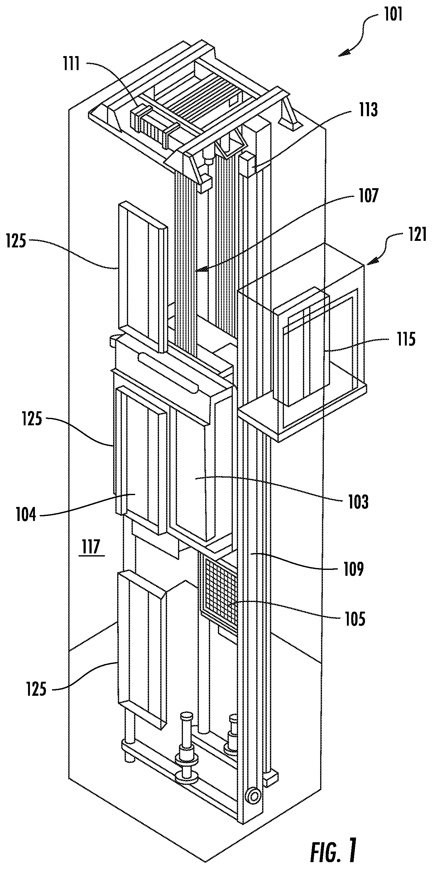Patent US11780704 Figure 1 – Measurement and diagnostic of elevator door performance using sound and video