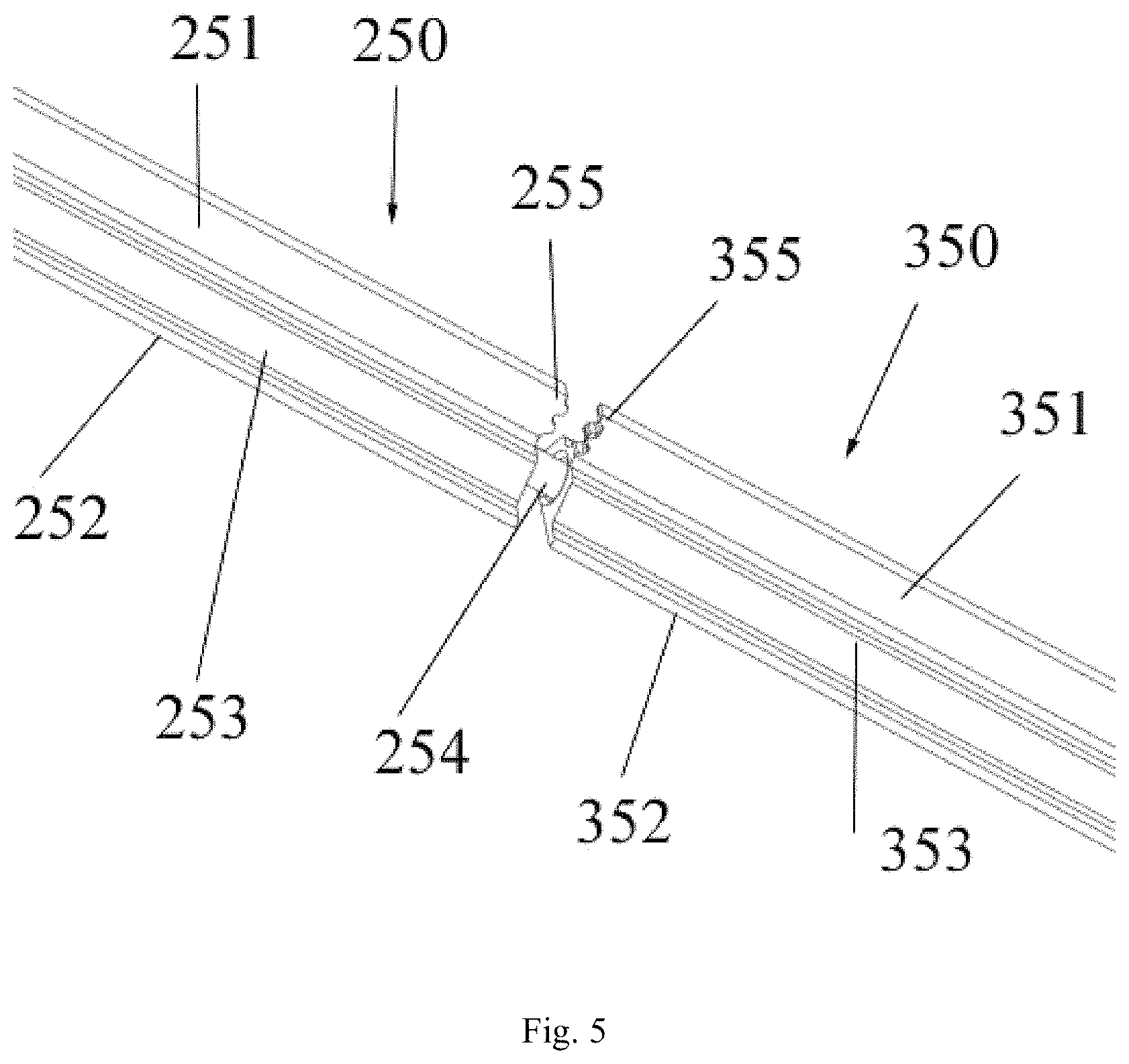 Patent US11780706 Figure 5 – Modular elevator assembly and rail