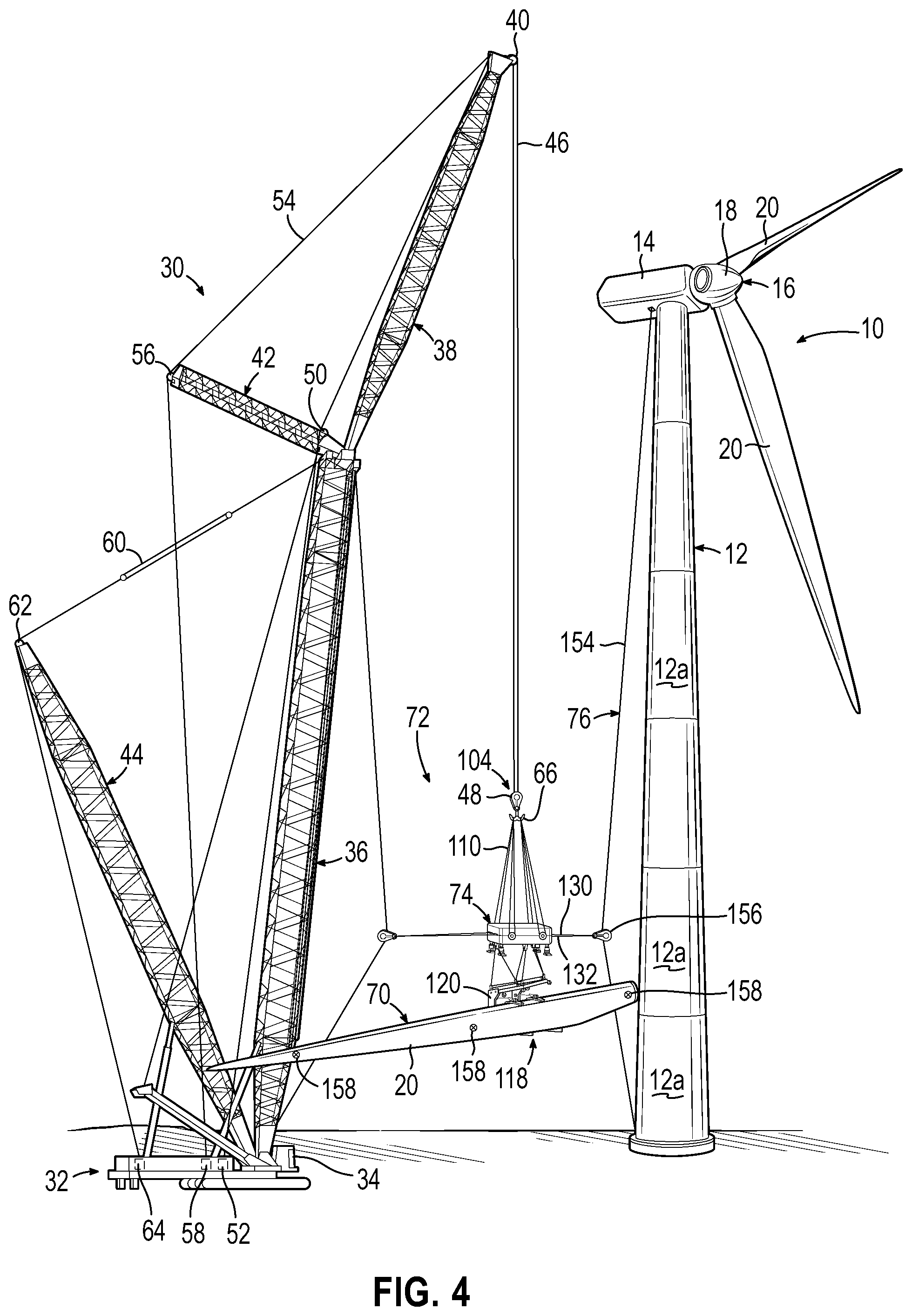 Patent US11780711 Figure 3 – Automated tagline control system and method of handling a wind turbine component using the automated tagline control system
