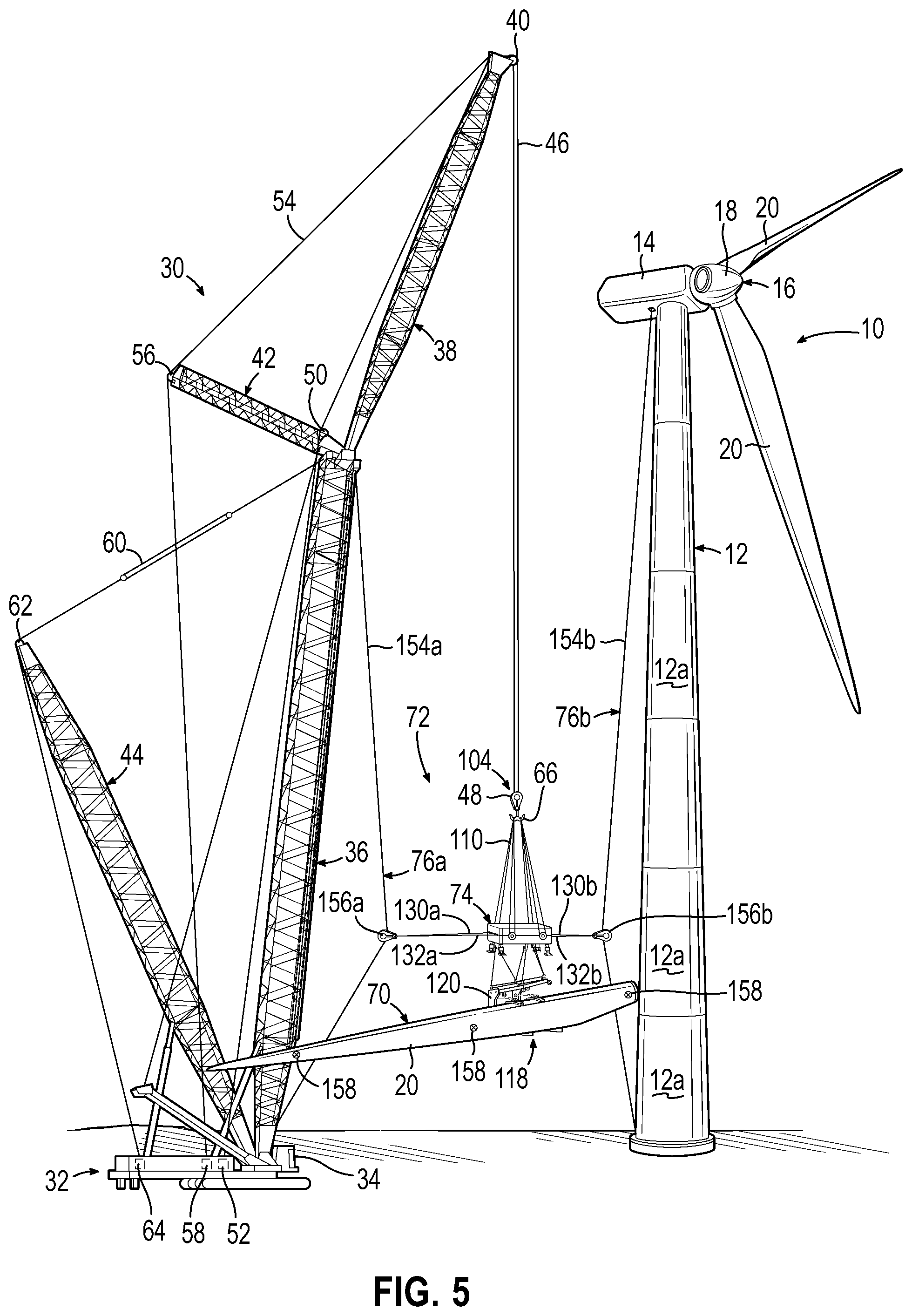 Patent US11780711 Figure 4 – Automated tagline control system and method of handling a wind turbine component using the automated tagline control system