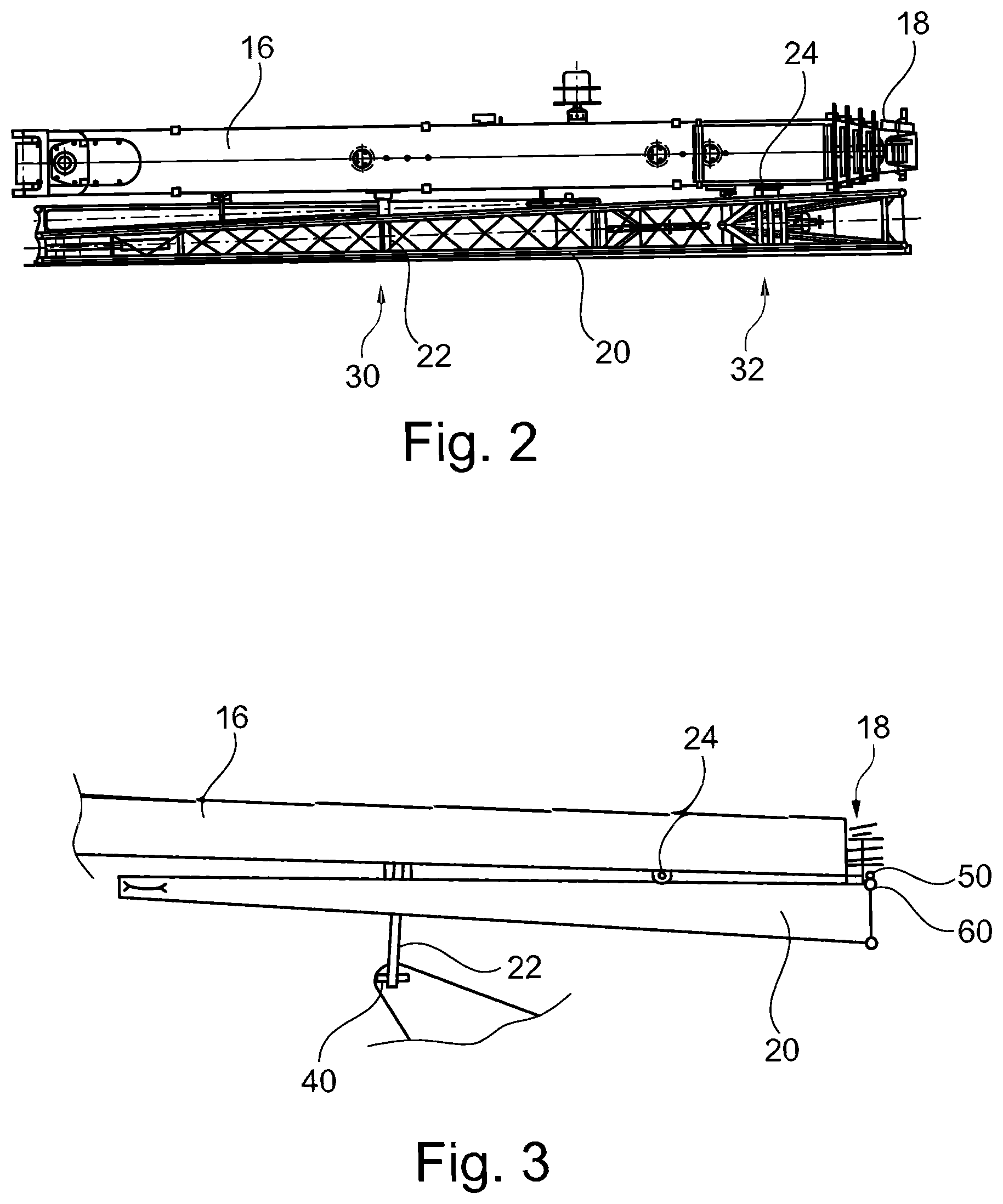 Patent US11780712 Figure 2 – Mobile crane having a folding boom arrester device and folding boom for said crane
