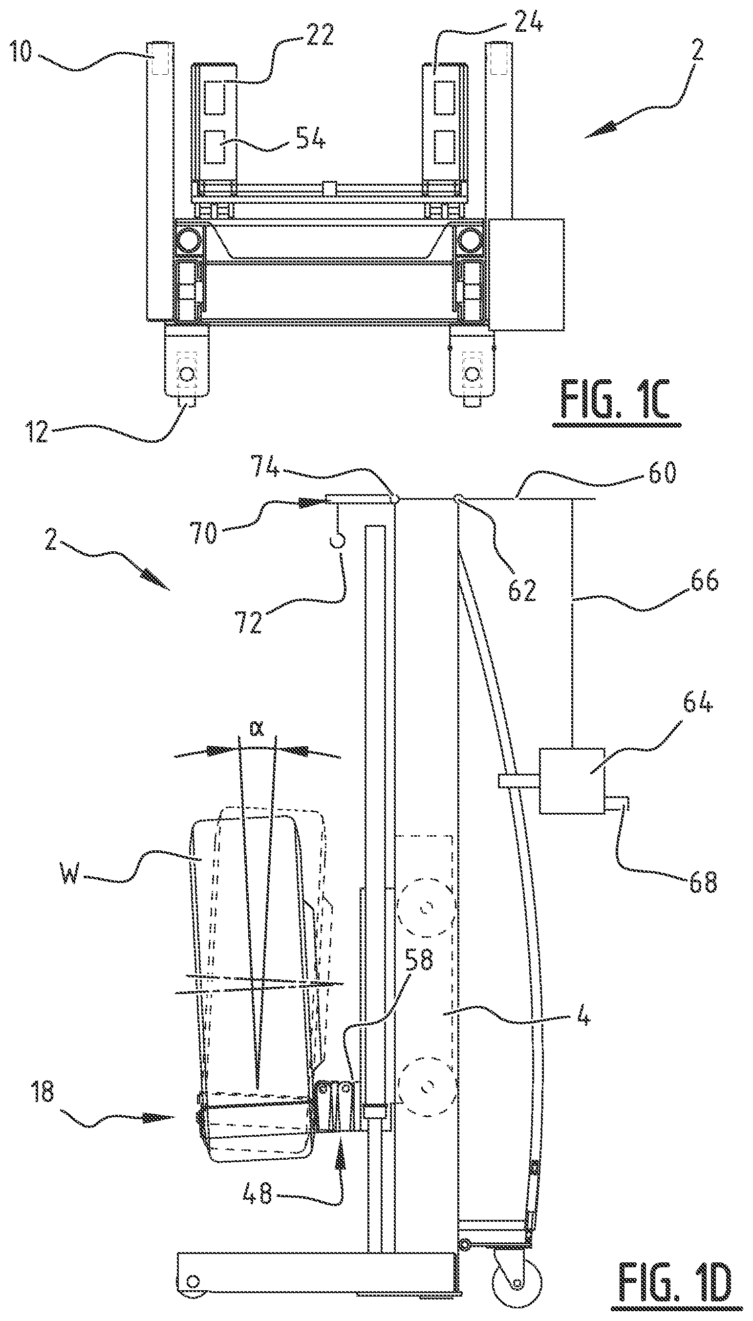 Patent US11780716 Figure 3 – Lifting column enabling wheel access for lifting a vehicle, lifting system comprising such lifting column and a corresponding method for lifting a vehicle