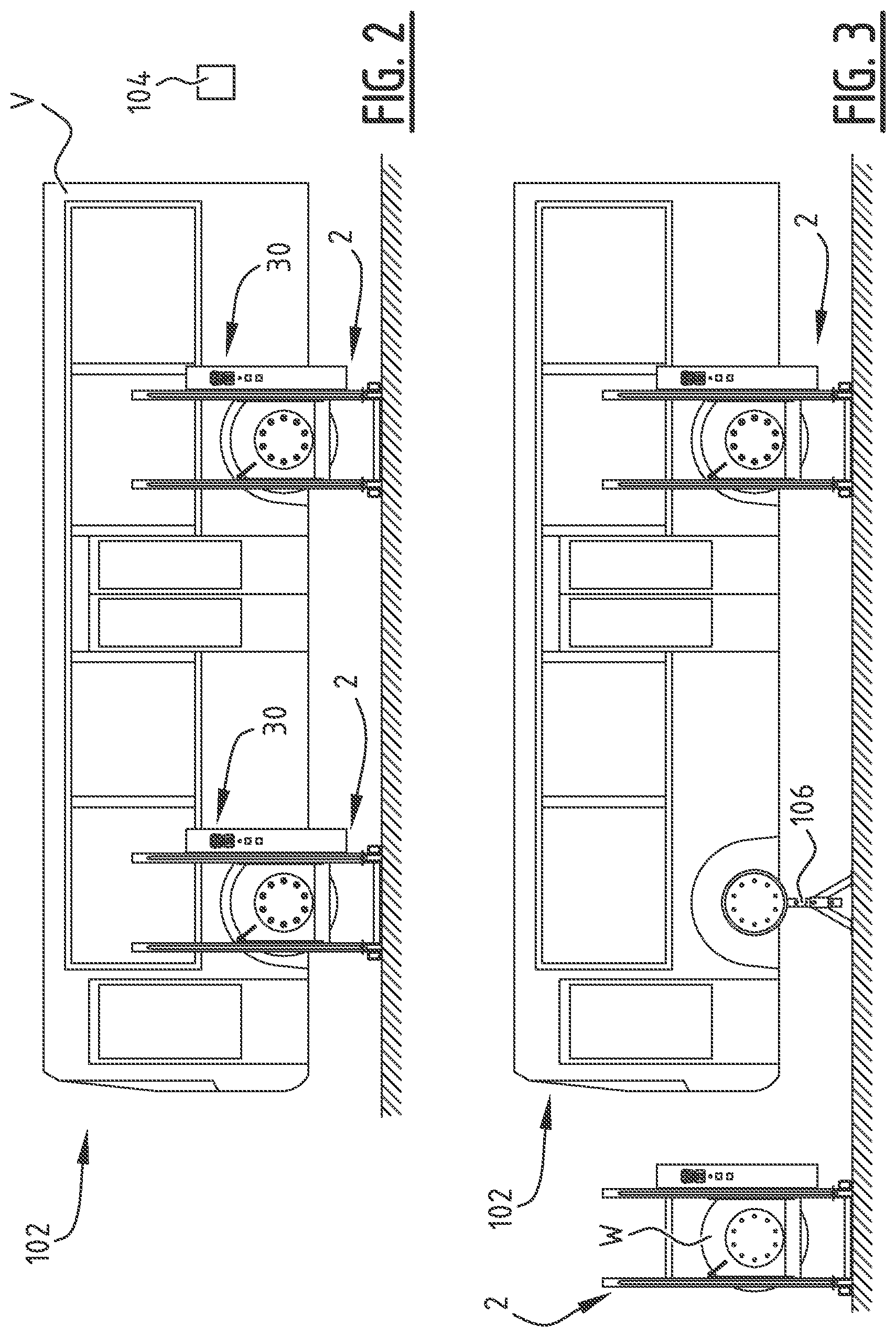 Patent US11780716 Figure 6 – Lifting column enabling wheel access for lifting a vehicle, lifting system comprising such lifting column and a corresponding method for lifting a vehicle