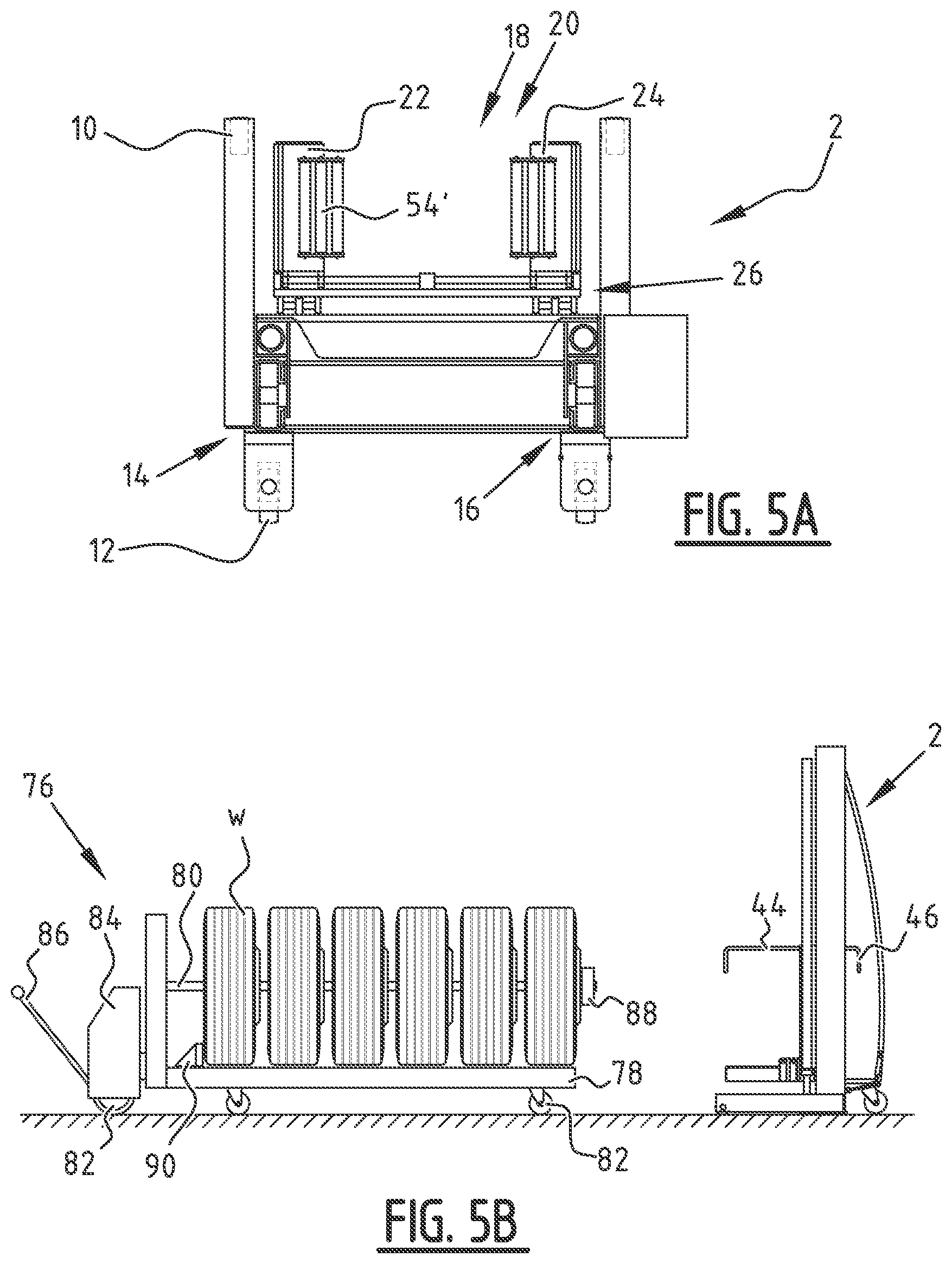 Patent US11780716 Figure 8 – Lifting column enabling wheel access for lifting a vehicle, lifting system comprising such lifting column and a corresponding method for lifting a vehicle