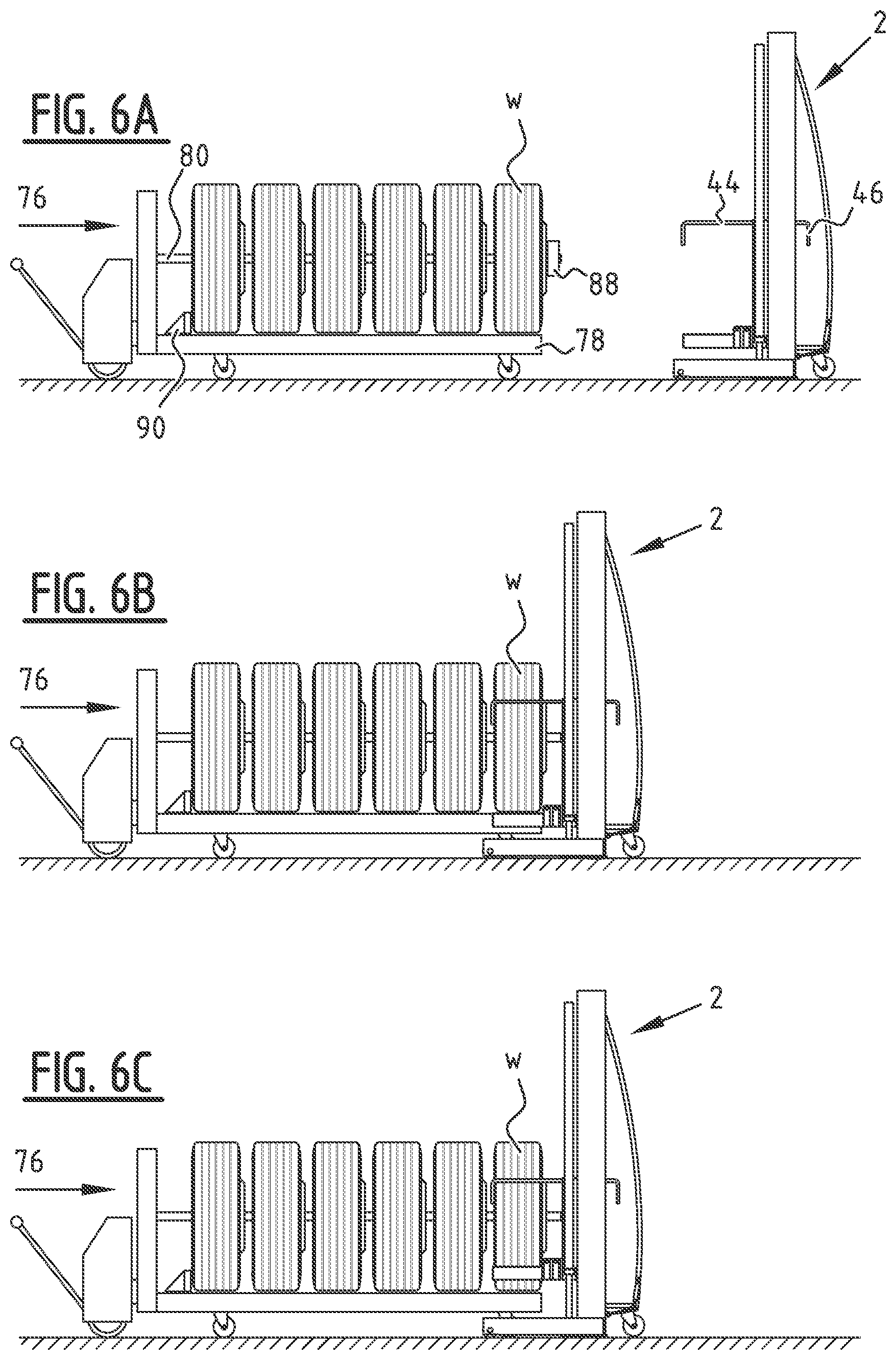 Patent US11780716 Figure 9 – Lifting column enabling wheel access for lifting a vehicle, lifting system comprising such lifting column and a corresponding method for lifting a vehicle