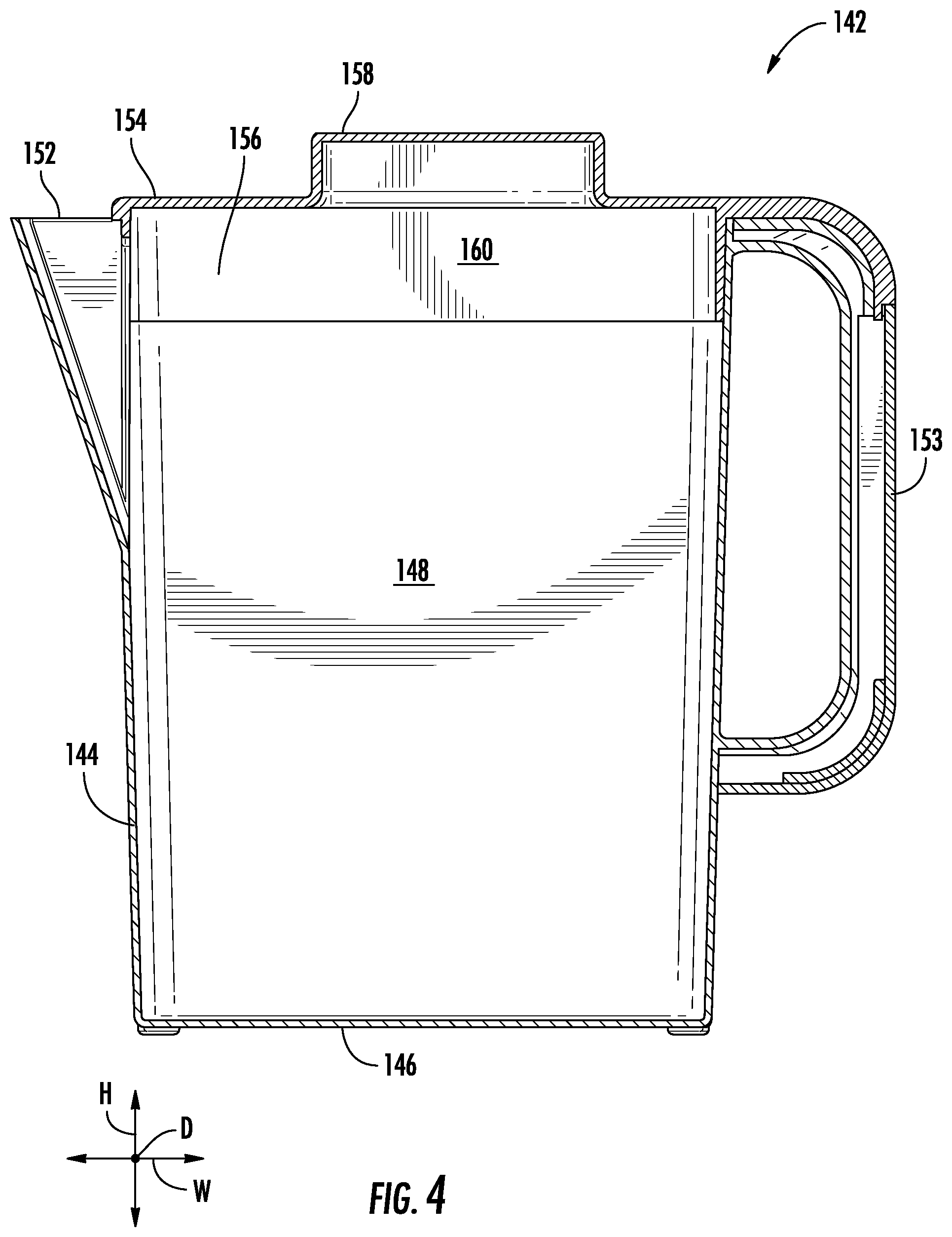 Patent US11780722 Figure 4 – Autofill pitcher overfill shutoff mechanism