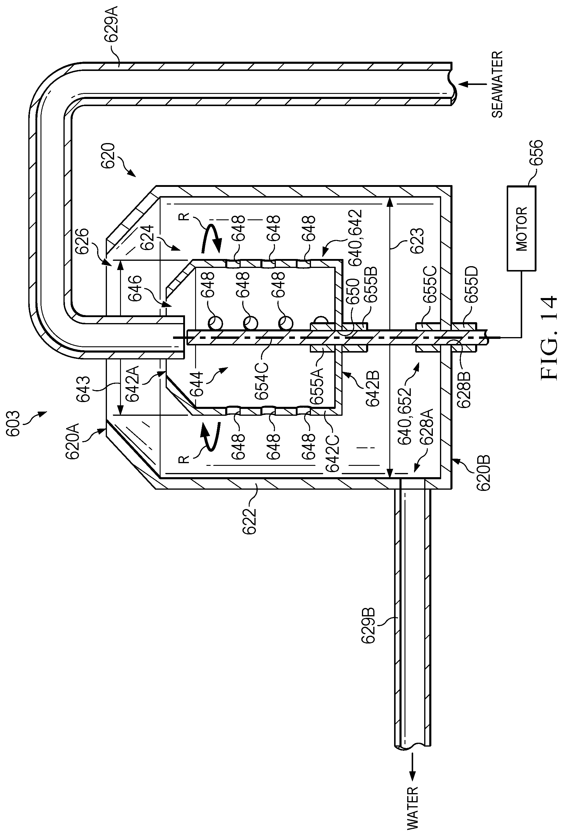 Patent US11780744 Figure 14 – Methods and apparatuses for distilling seawater and brine and removing salt