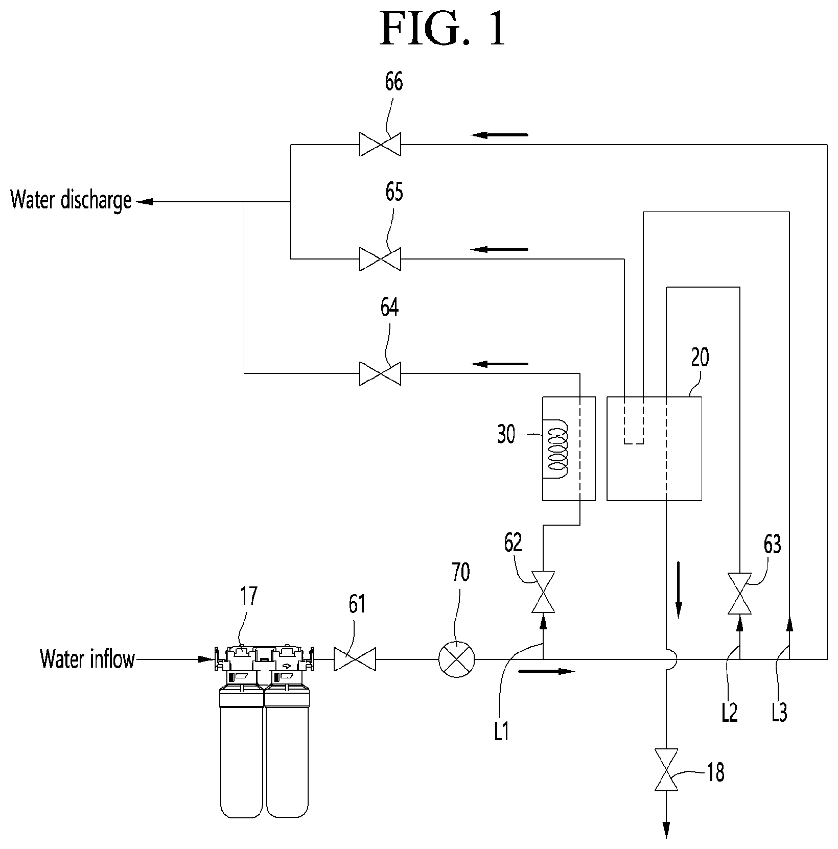 Patent US11780748 — Filter for water-purification device and water-purification device including the same — Figure 1
