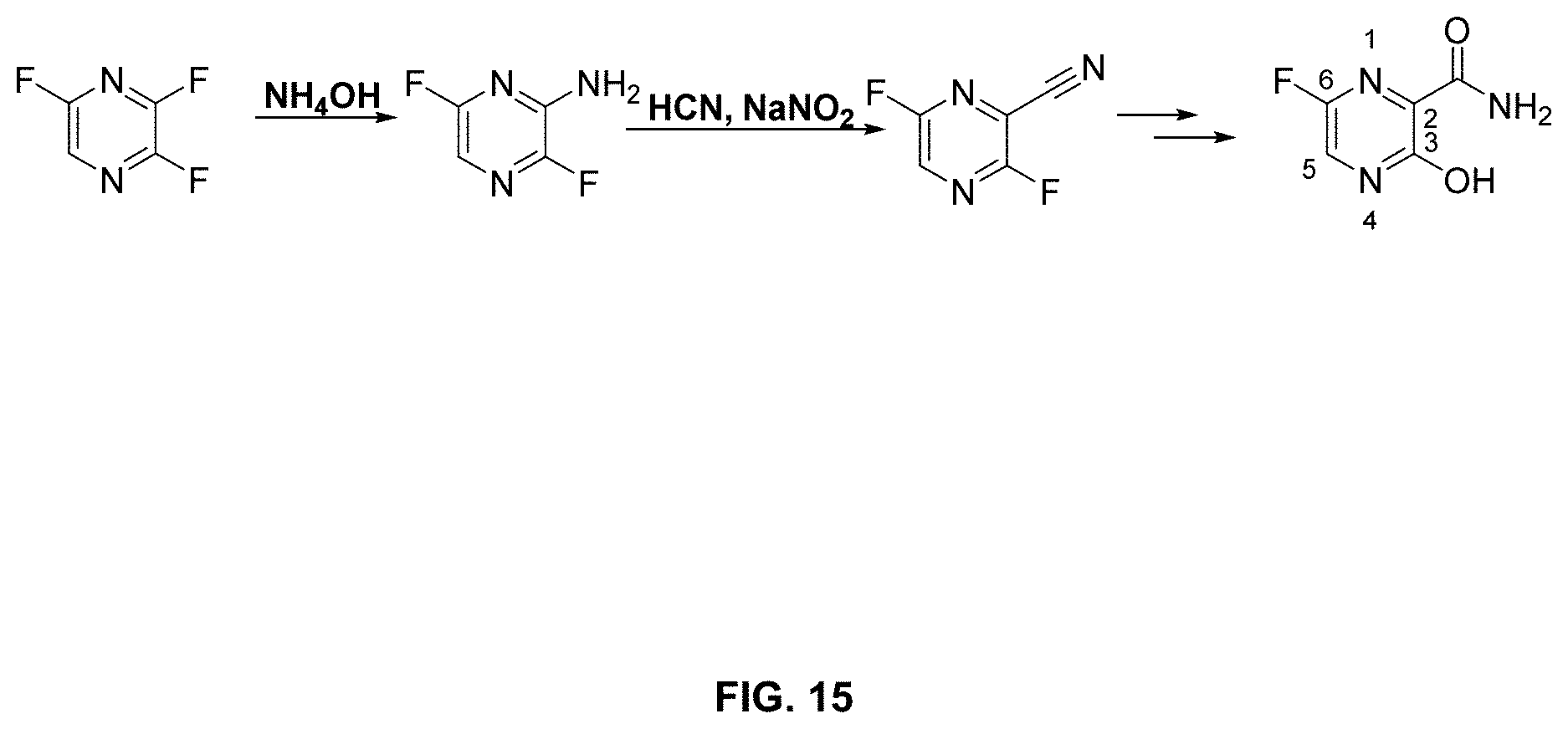 Patent US11780817 Figure 15 – Methods for preparing Favipiravir