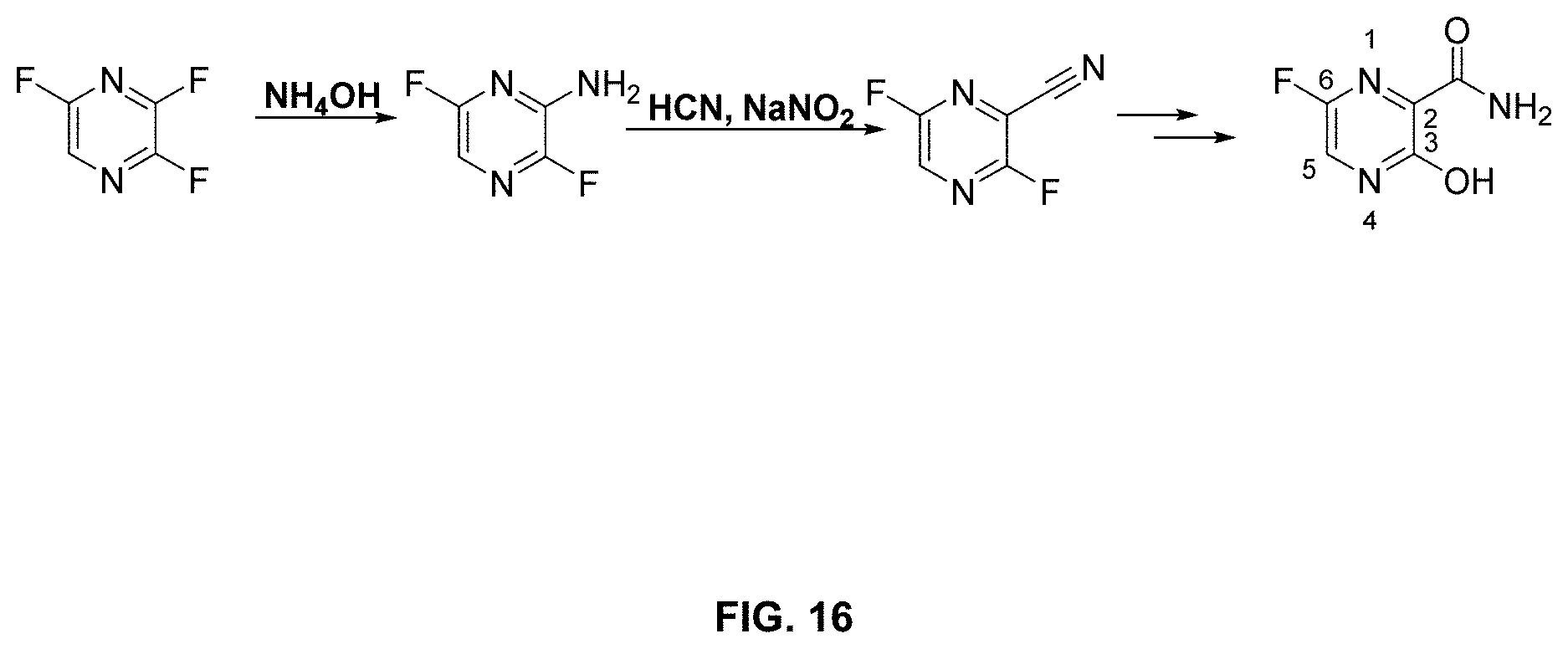 Patent US11780817 Figure 16 – Methods for preparing Favipiravir