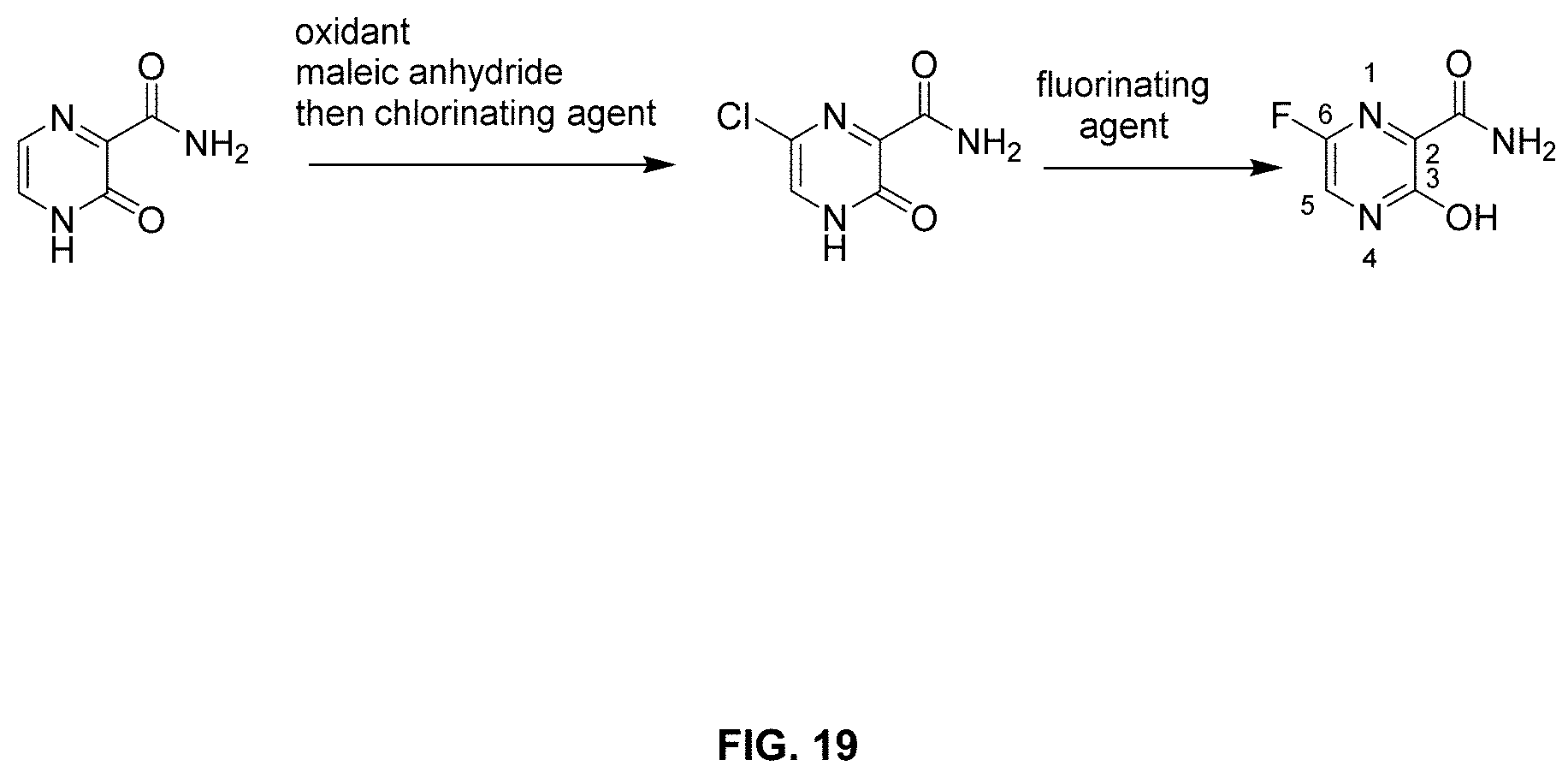 Patent US11780817 Figure 19 – Methods for preparing Favipiravir