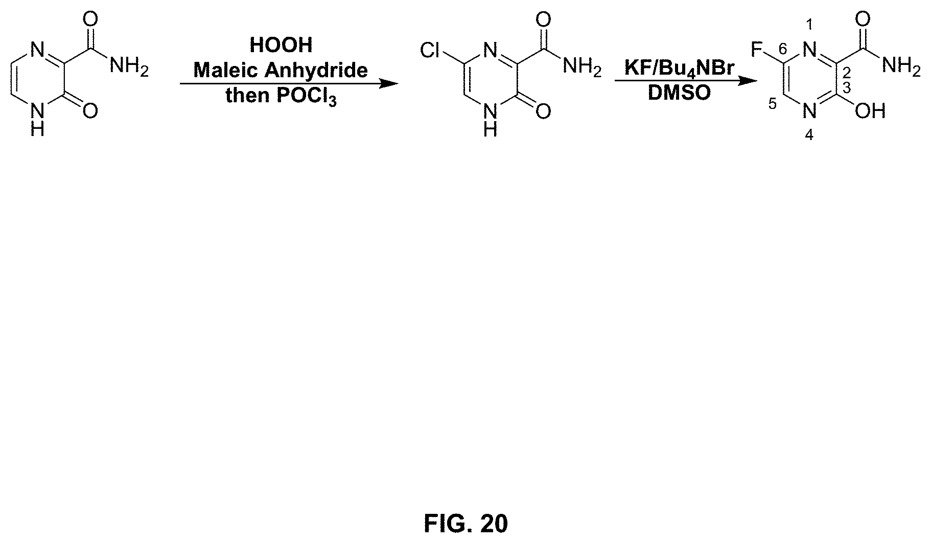 Patent US11780817 Figure 20 – Methods for preparing Favipiravir