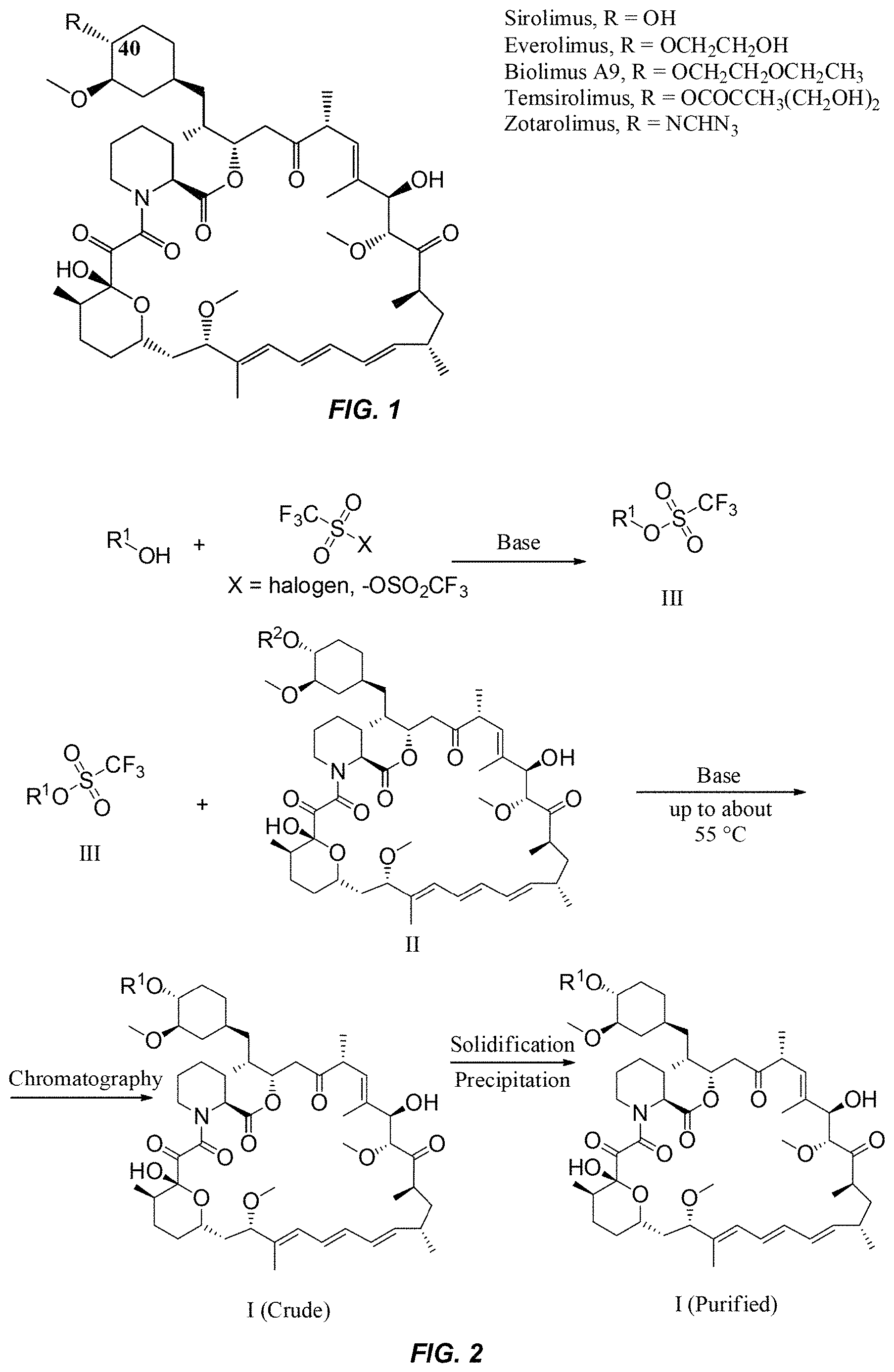 Patent US11780850 Figure 1 – Purification of rapamycin derivatives using temperature induced phase separation