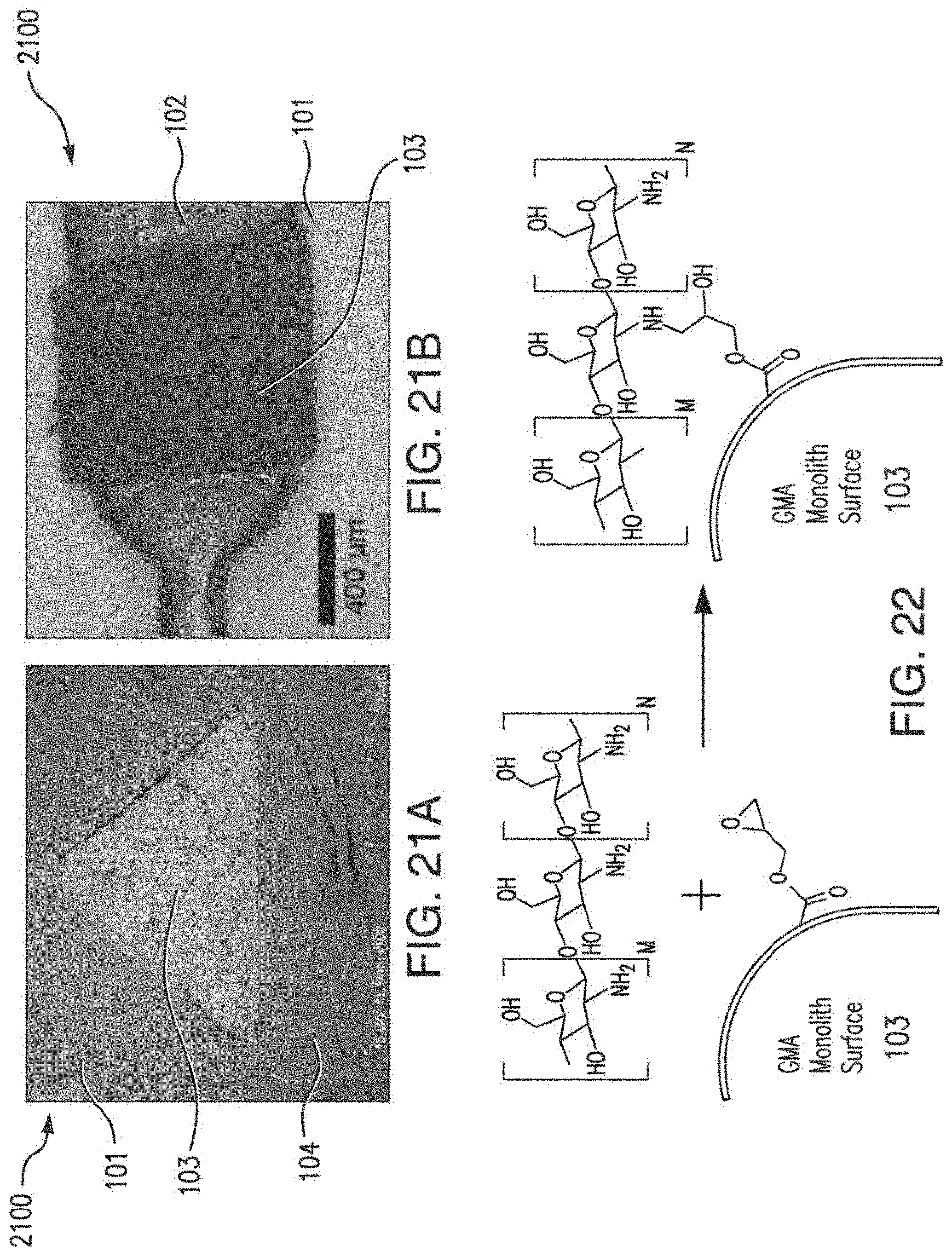 Patent US11780984 Figure 11 – Integration of ex situ fabricated porous polymer monoliths into fluidic chips