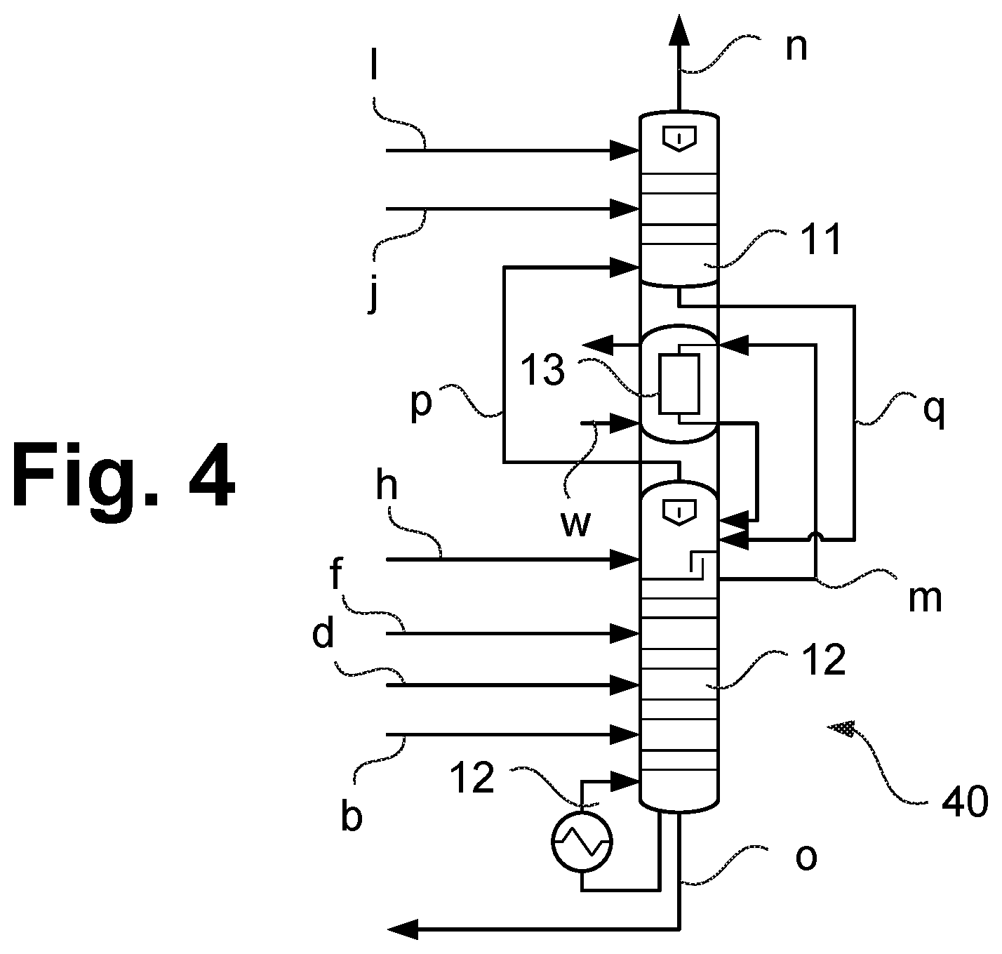 Patent US11781079 Figure 4 – Process for separating a component mixture and separation apparatus