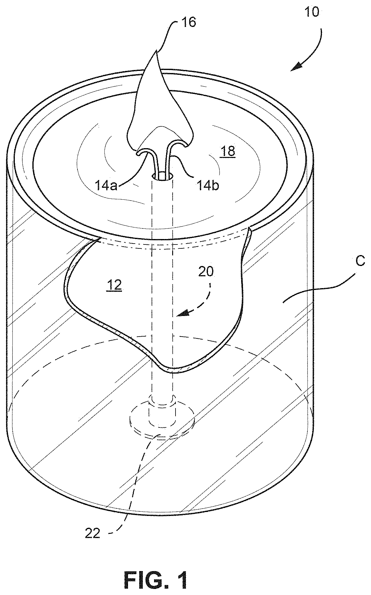 Patent US11781089 Figure 1 – Multiple wick candle assemblies and methods of making the same