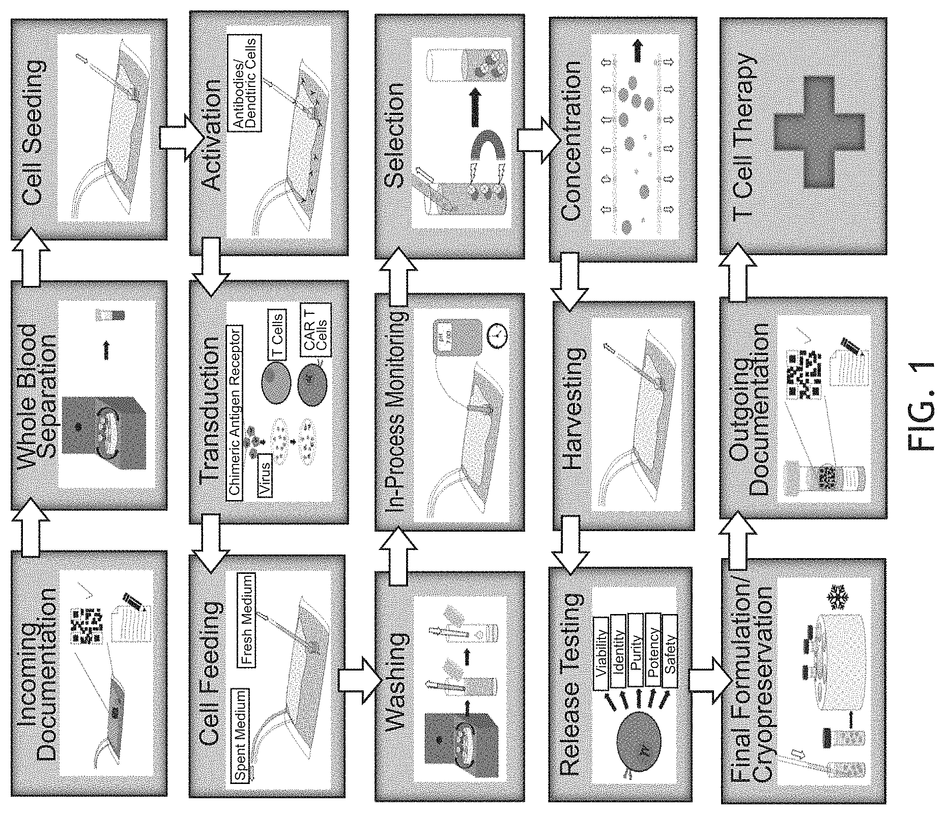 Patent US11781113 — End-to-end cell therapy automation — Figure 1