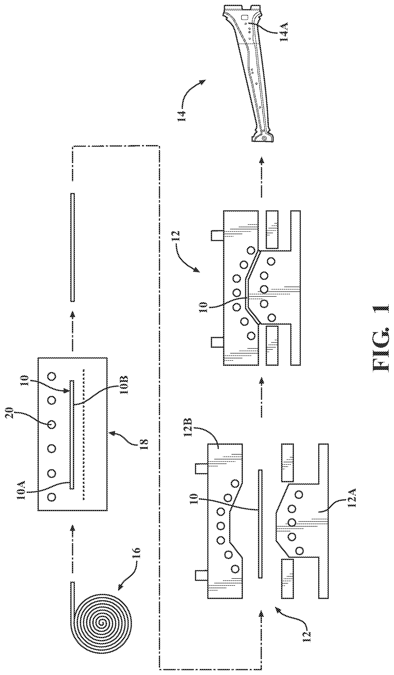 Patent US11781197 Figure 1 – Stamped components with reduced hot-forming cycle time