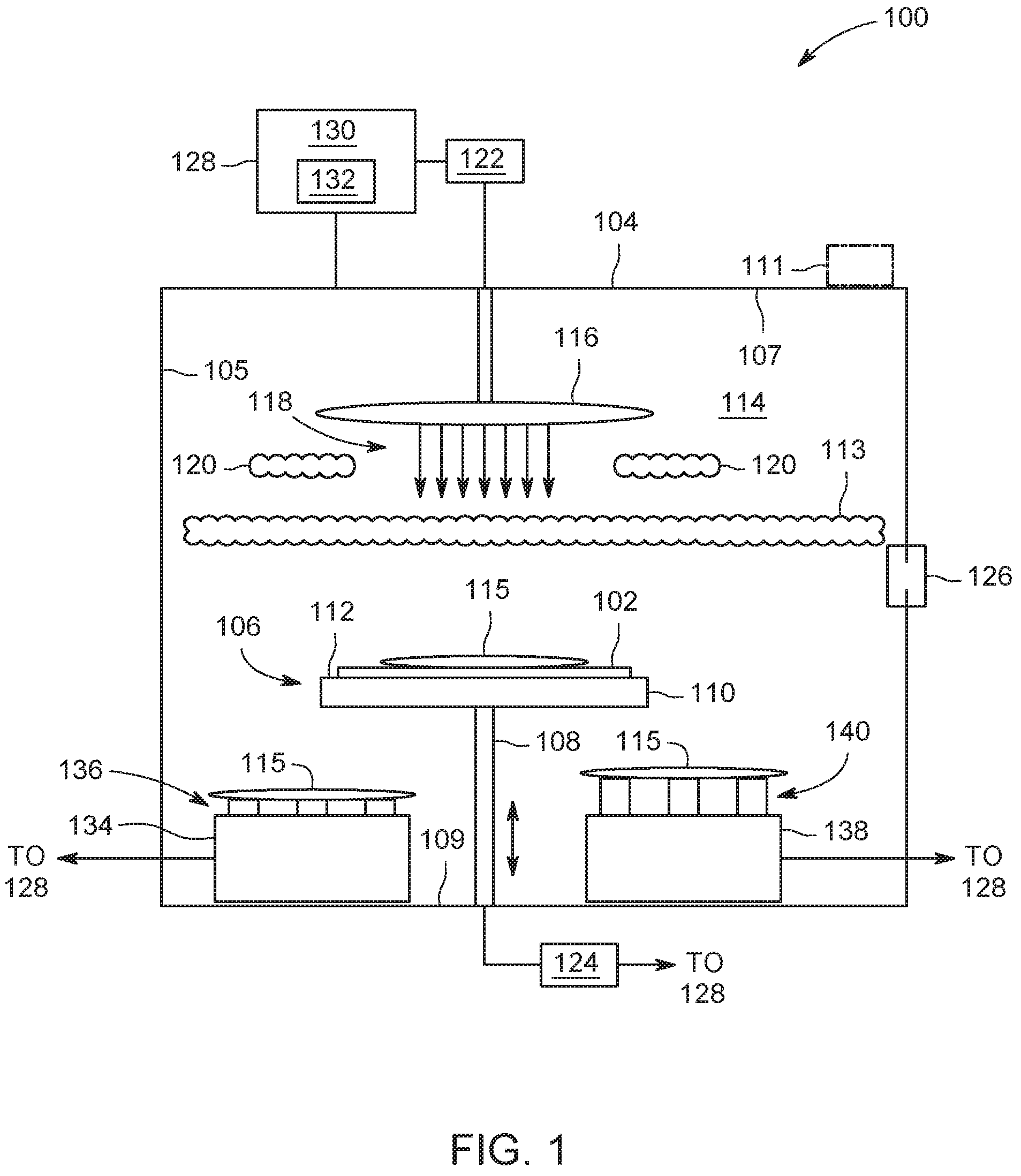 Patent US11781214 Figure 1 – Differential capacitive sensors for in-situ film thickness and dielectric constant measurement