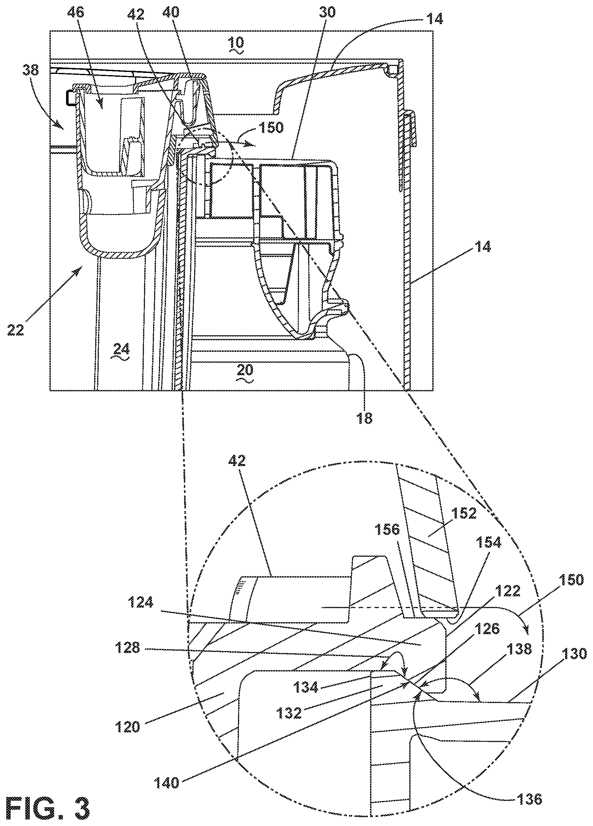 Patent US11781259 Figure 3 – Laundry treating appliance with removable basket
