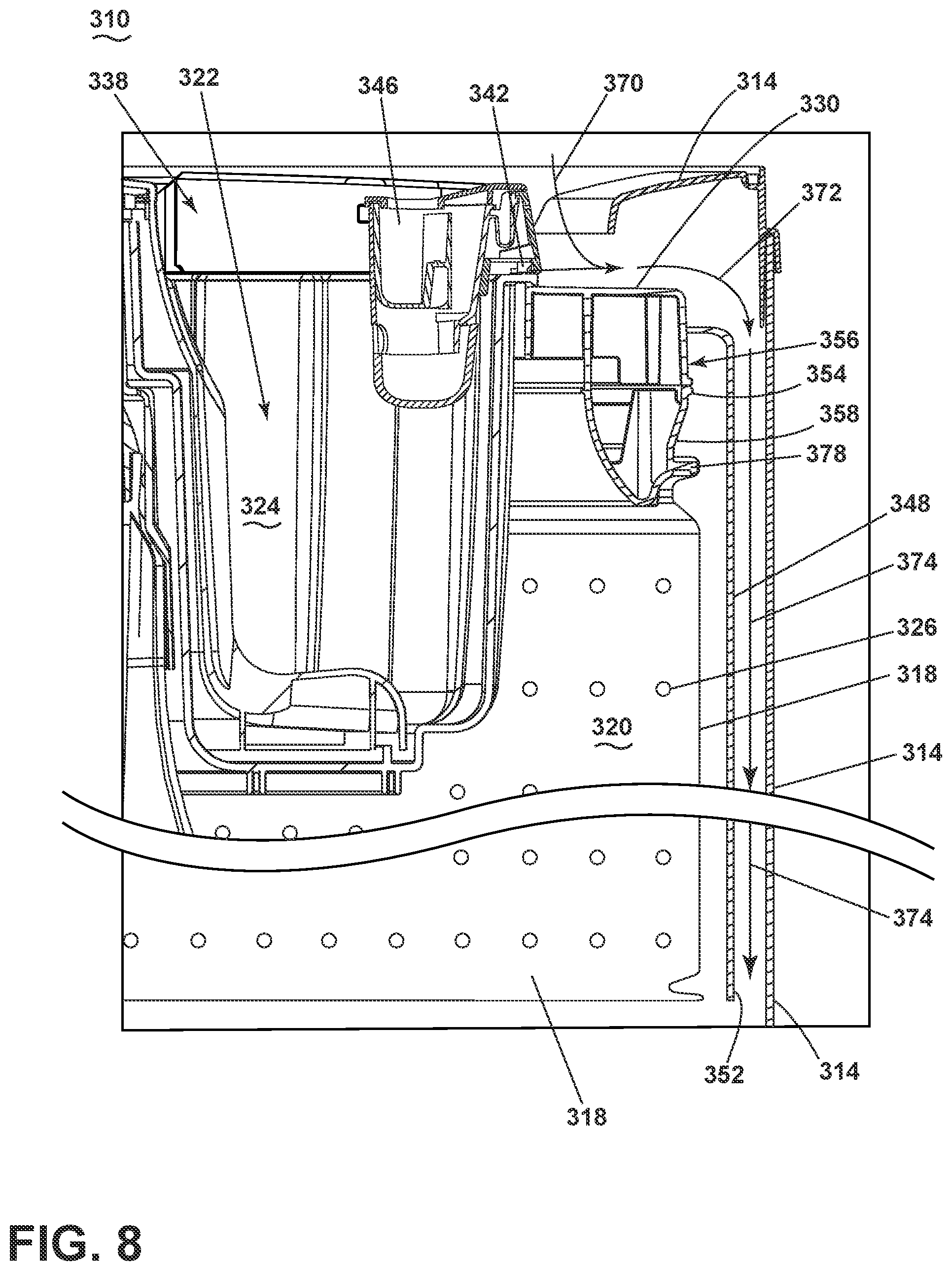 Patent US11781259 Figure 8 – Laundry treating appliance with removable basket