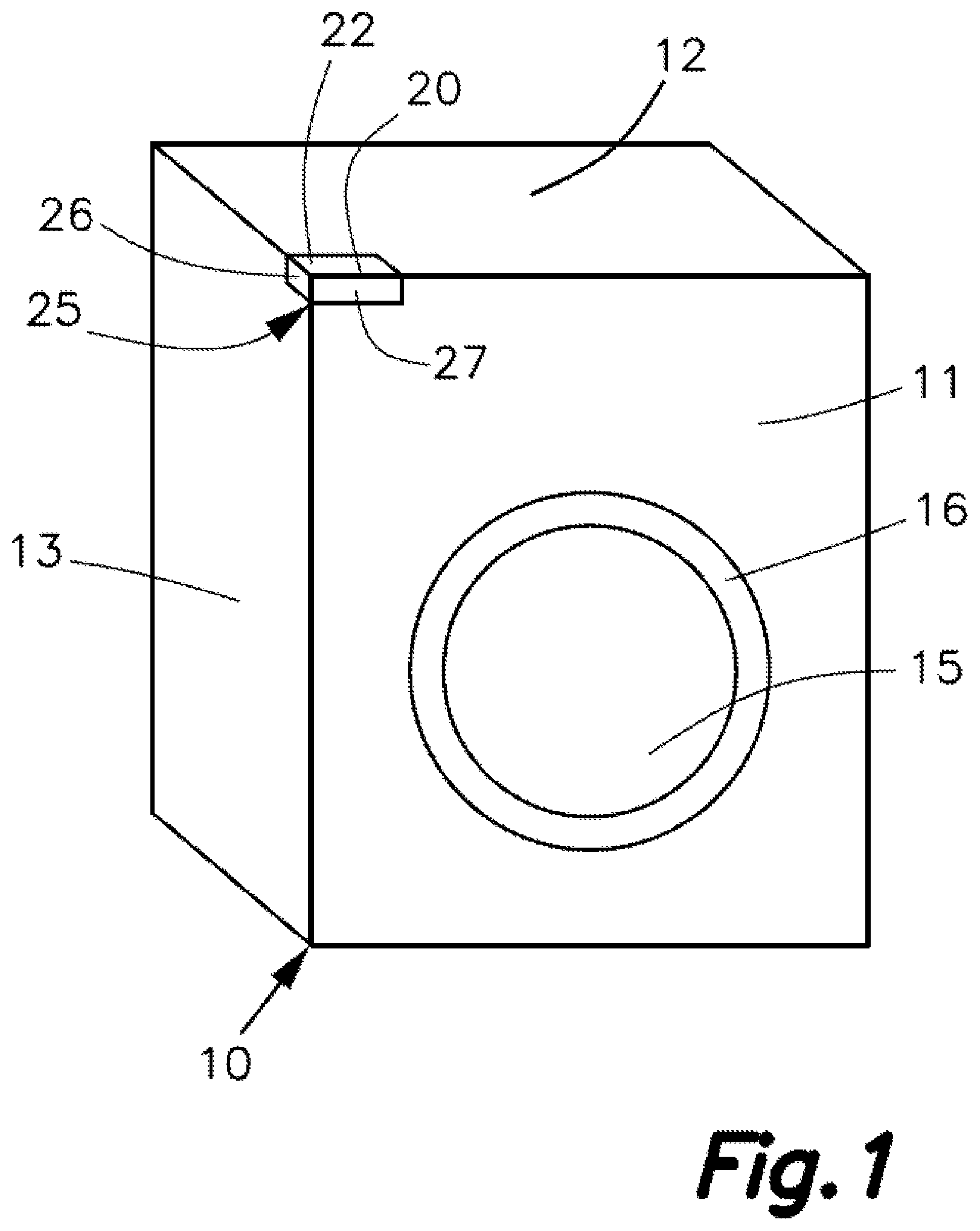 Patent US11781261 Figure 1 – Washing and/or drying machine with status indication and control system of a set of washing and/or drying machines