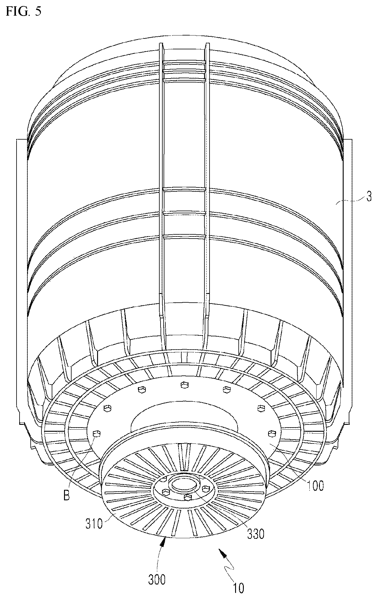 Patent US11781262 Figure 5 – Driving part assembly and top-loader washer thereof