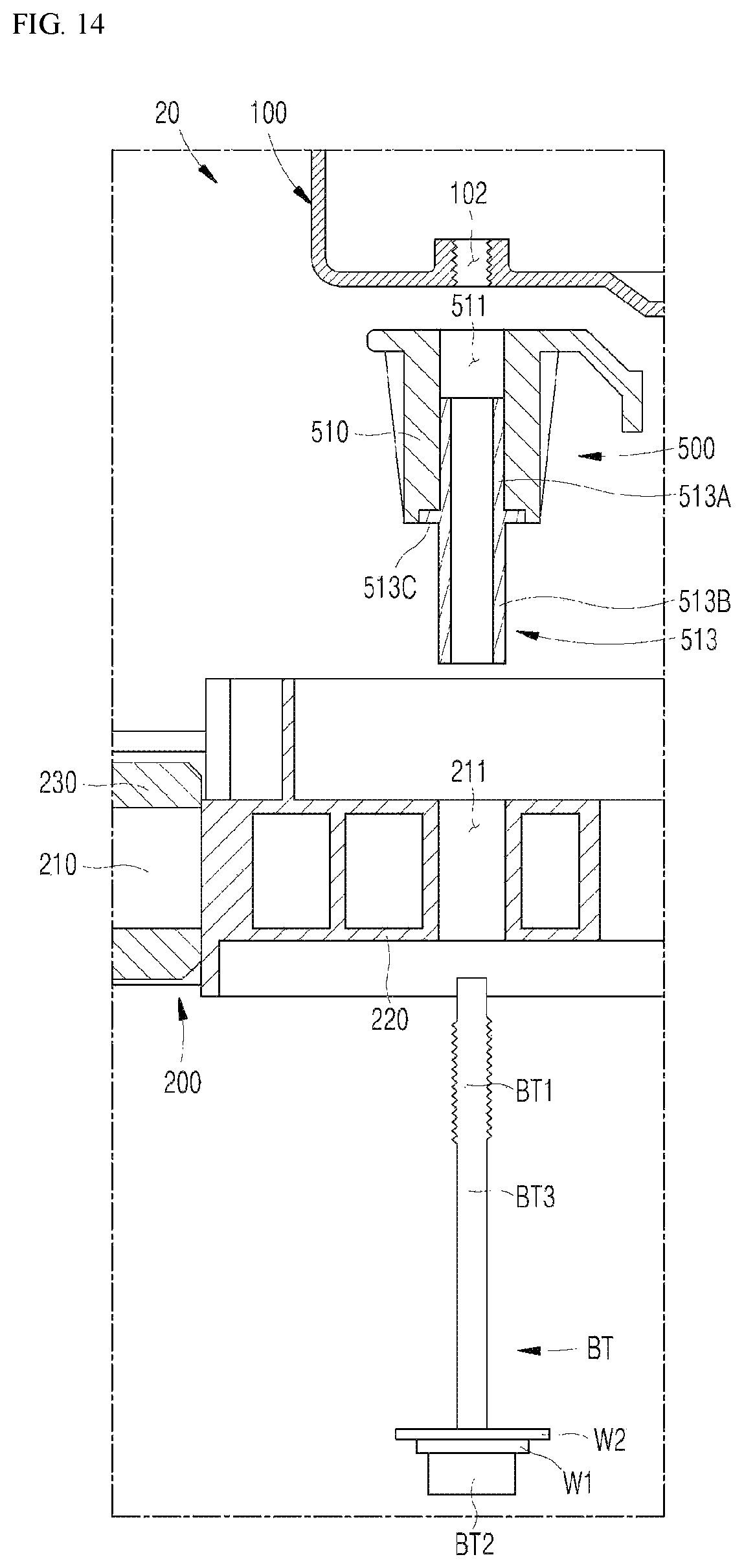 Patent US11781262 Figure 14 – Driving part assembly and top-loader washer thereof