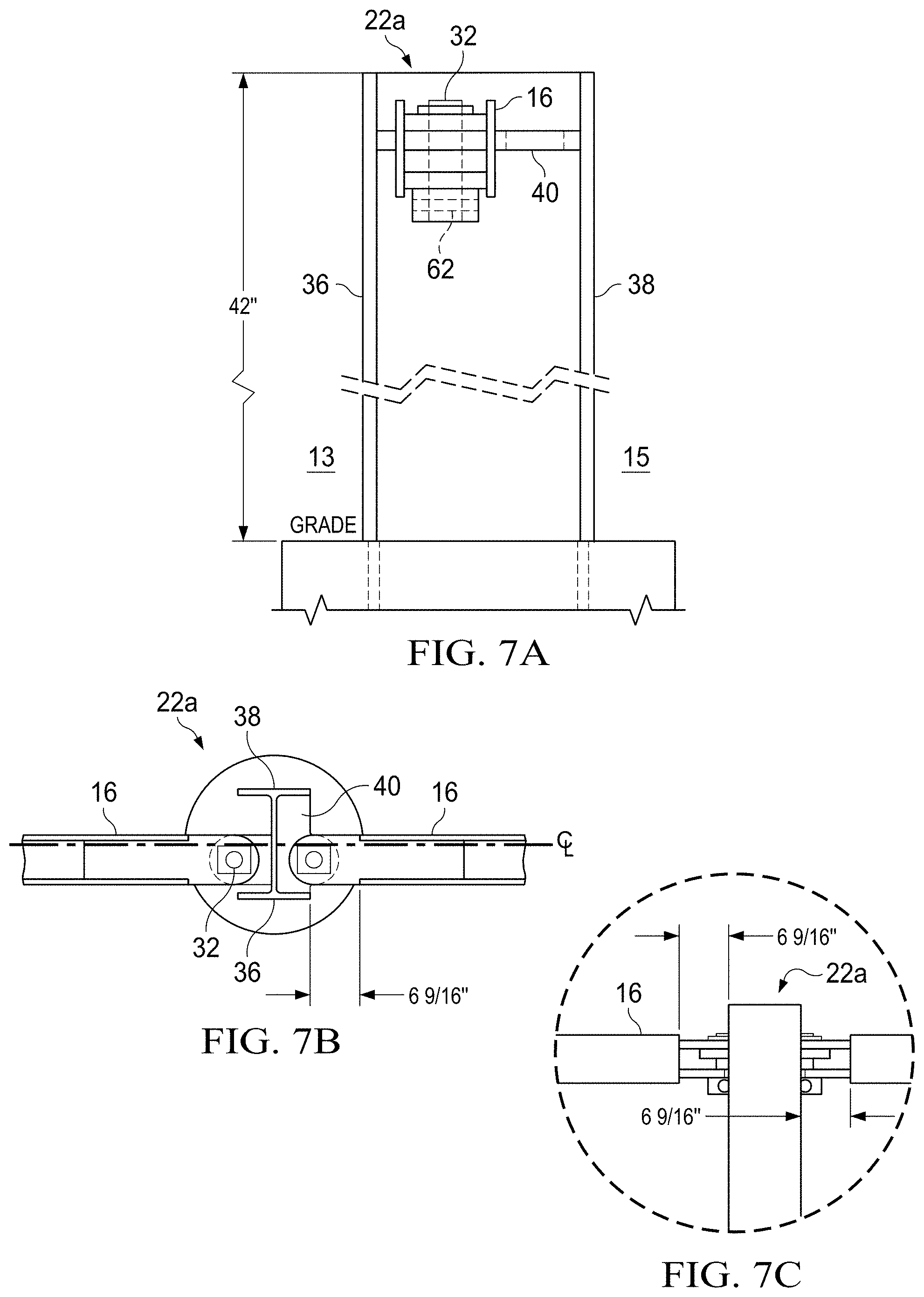 Patent US11781275 Figure 5 – Post and beam vehicle barrier