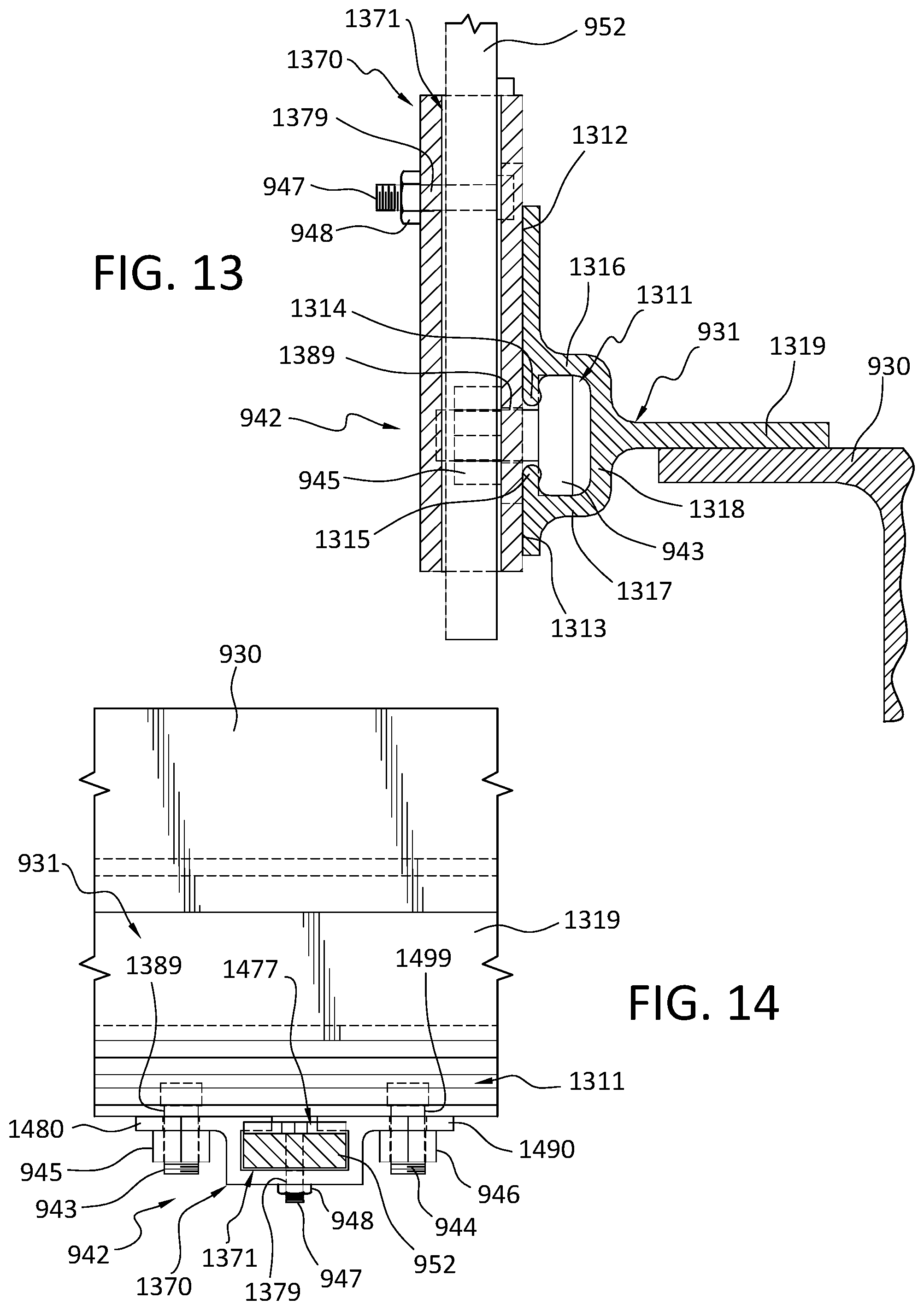 Patent US11781282 Figure 7 – Locking t-bolts, post sleeves, post sleeves with shear connections, and related systems and methods