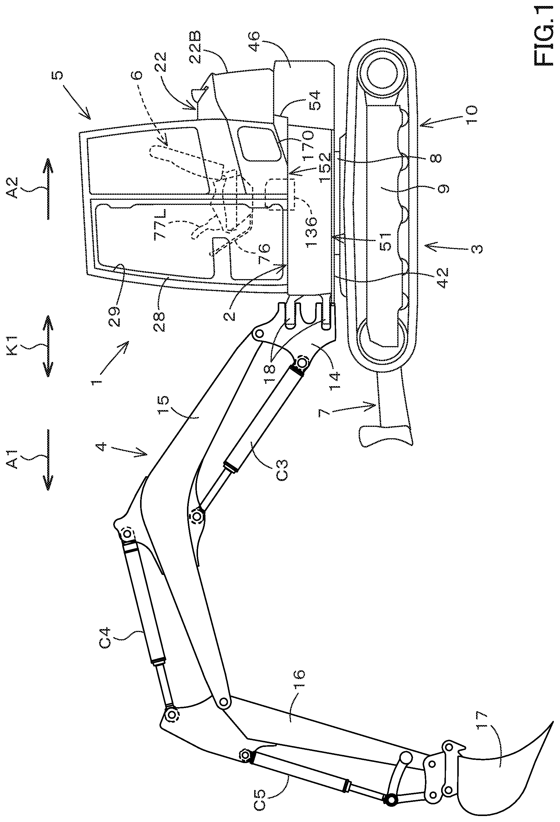 Patent US11781291 Figure 1 – Working machine and manufacturing method of the same