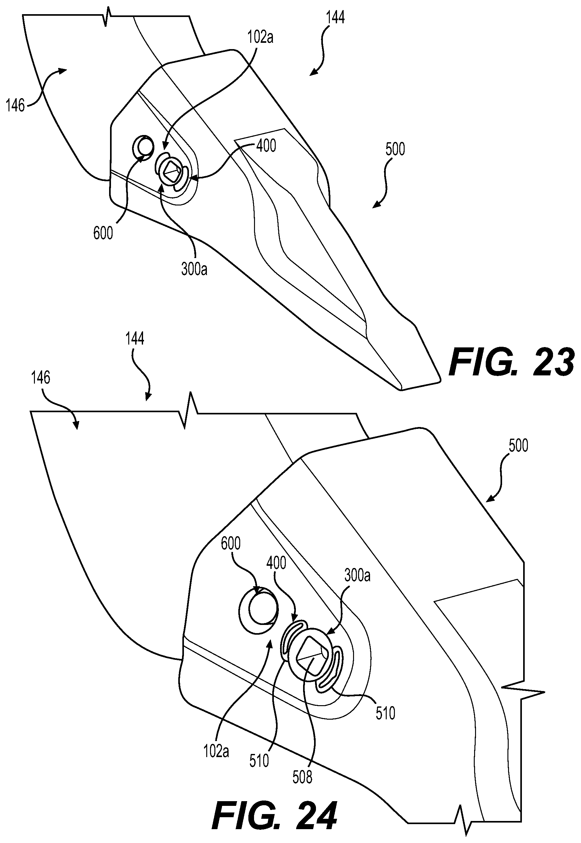 Patent US11781293 Figure 13 – Retention system for motor grader bits