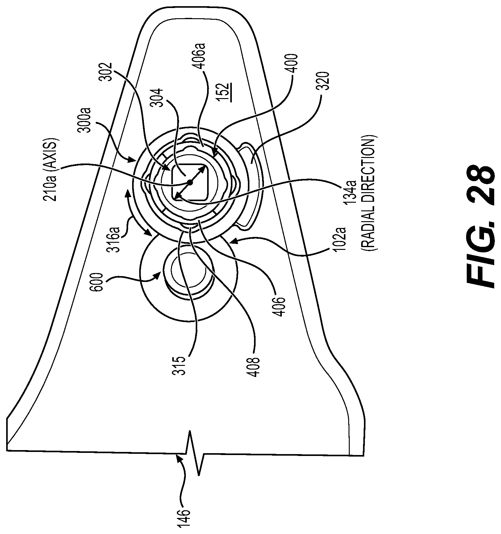 Patent US11781293 Figure 16 – Retention system for motor grader bits