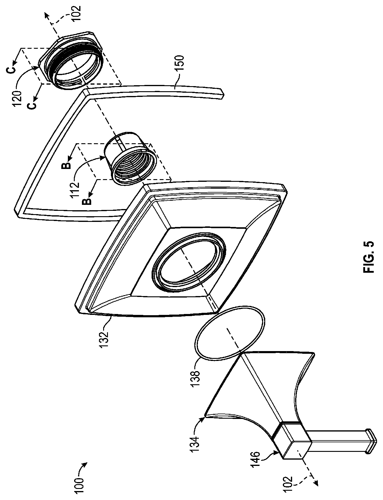 Patent US11781296 Figure 5 – Shower trim assembly