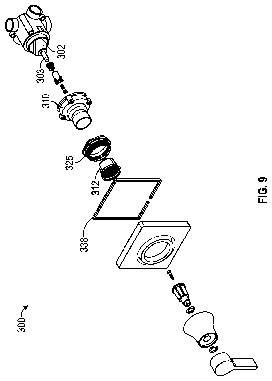 Patent US11781296 Figure 9 – Shower trim assembly