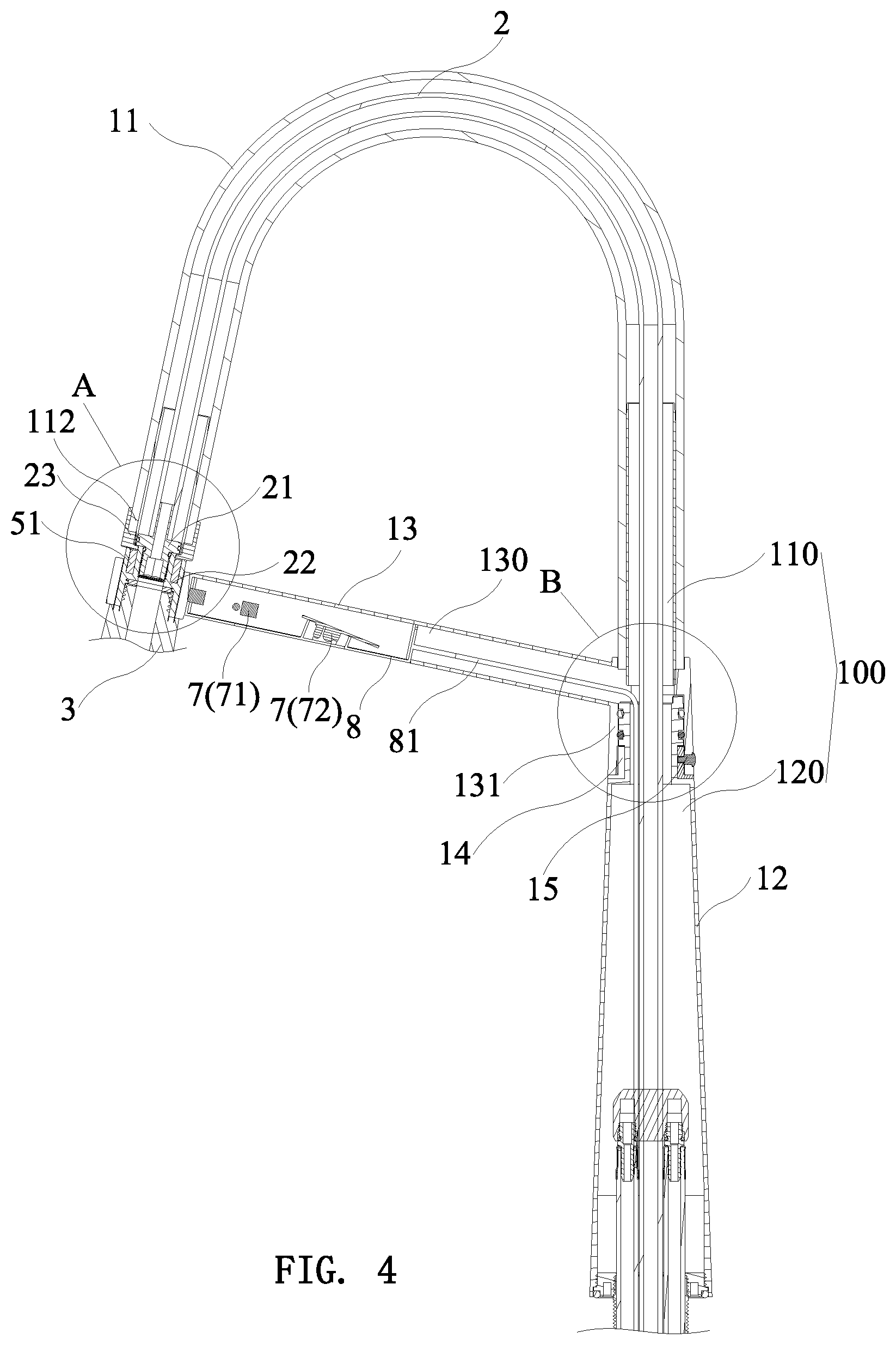 Patent US11781300 Figure 4 – Electronic pull-out faucet