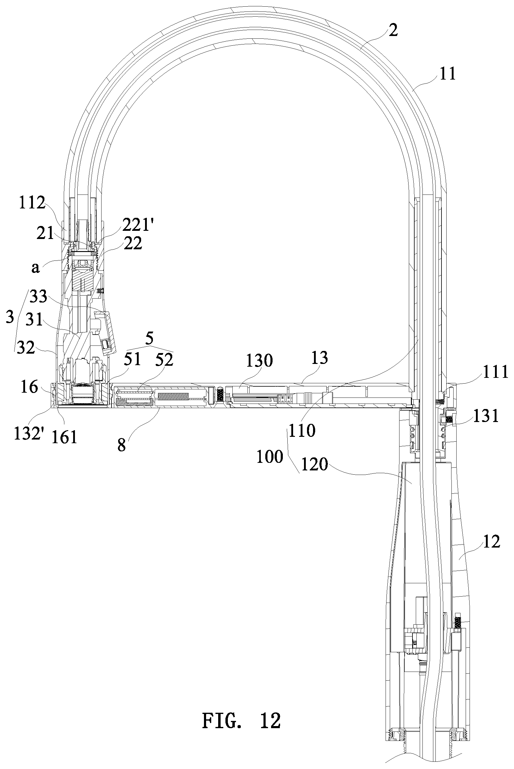 Patent US11781300 Figure 12 – Electronic pull-out faucet