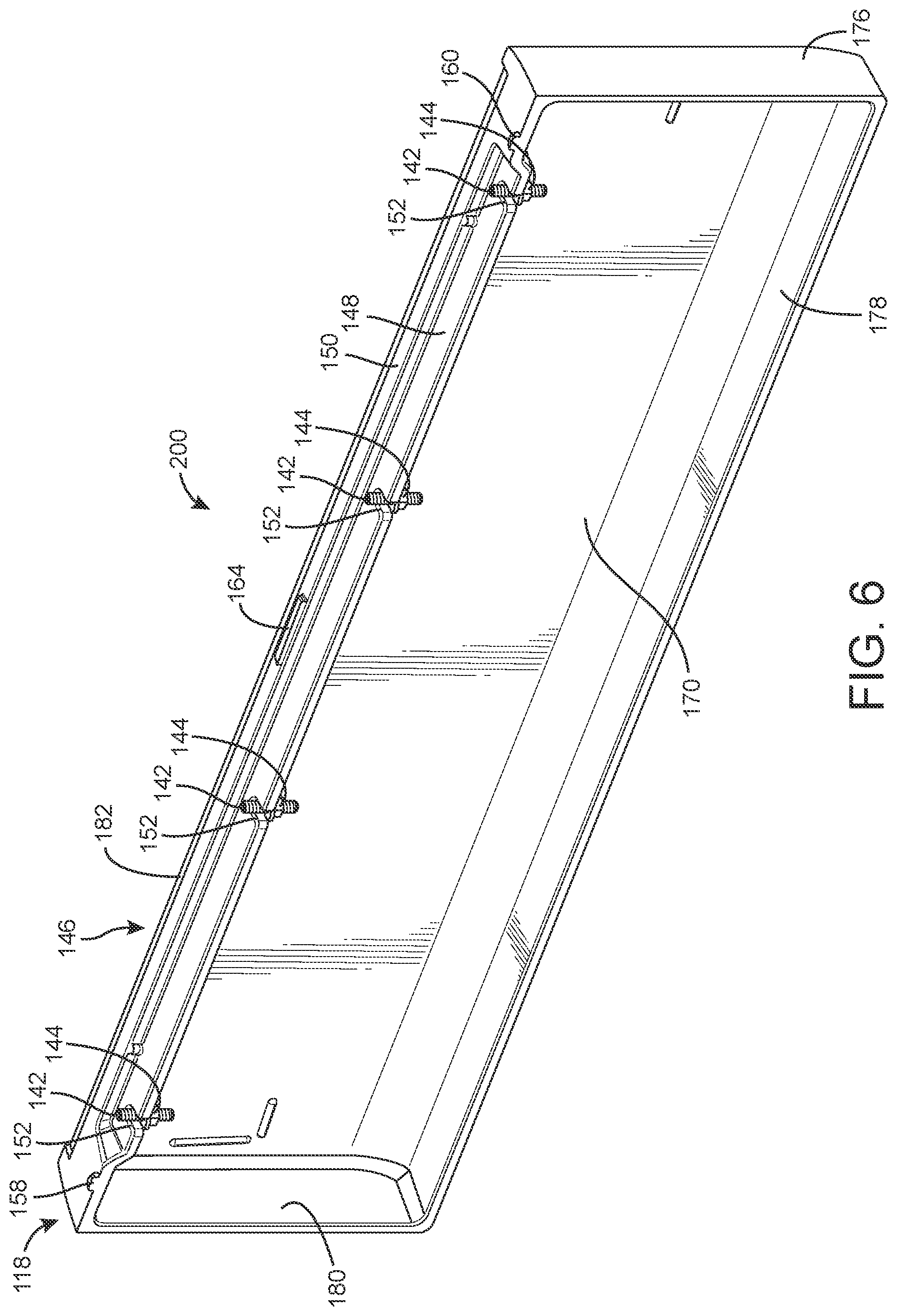 Patent US11781302 Figure 6 – Sink having removable apron and accessory systems