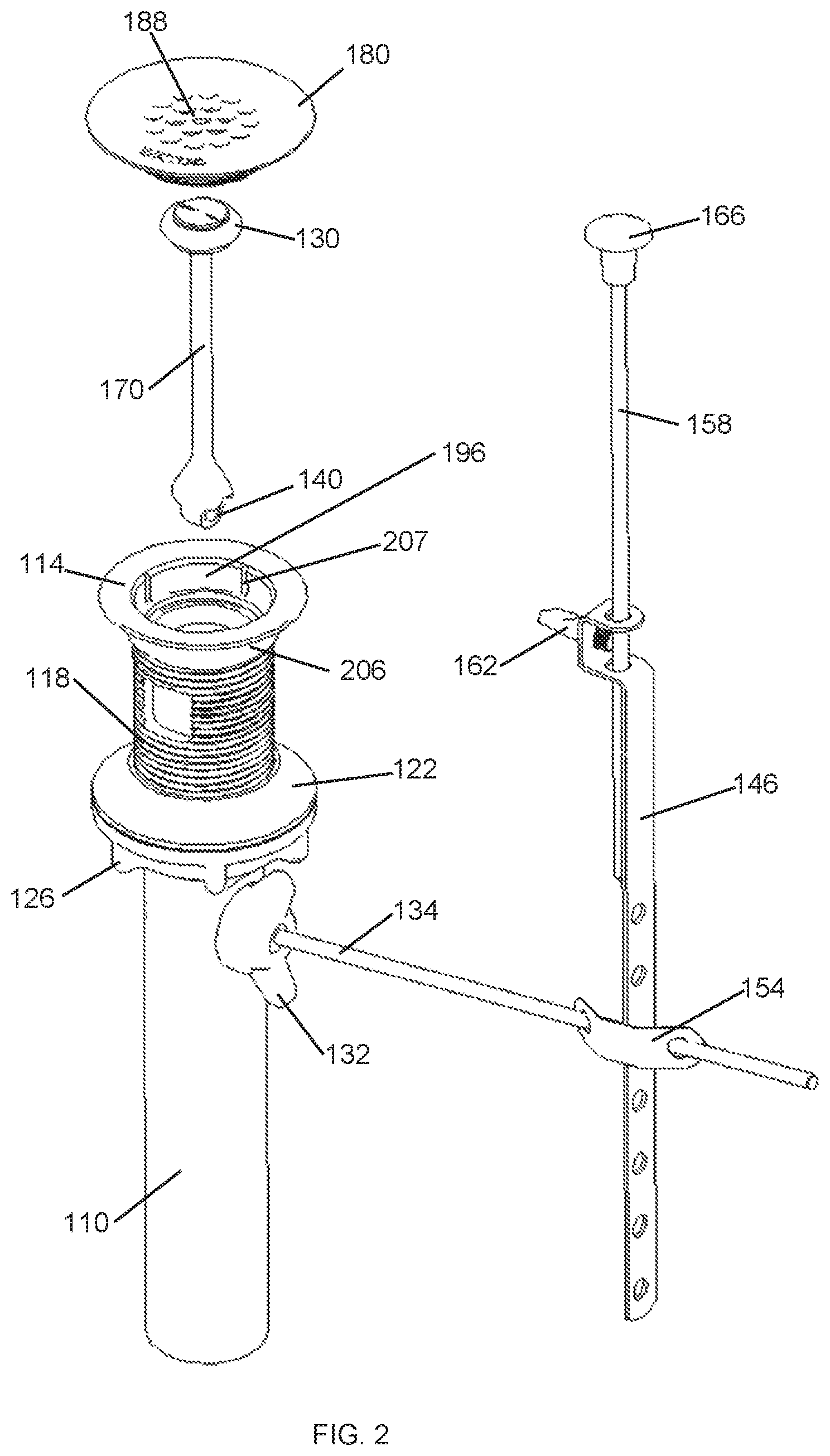 Patent US11781303 Figure 2 – Wastewater drain stopper system
