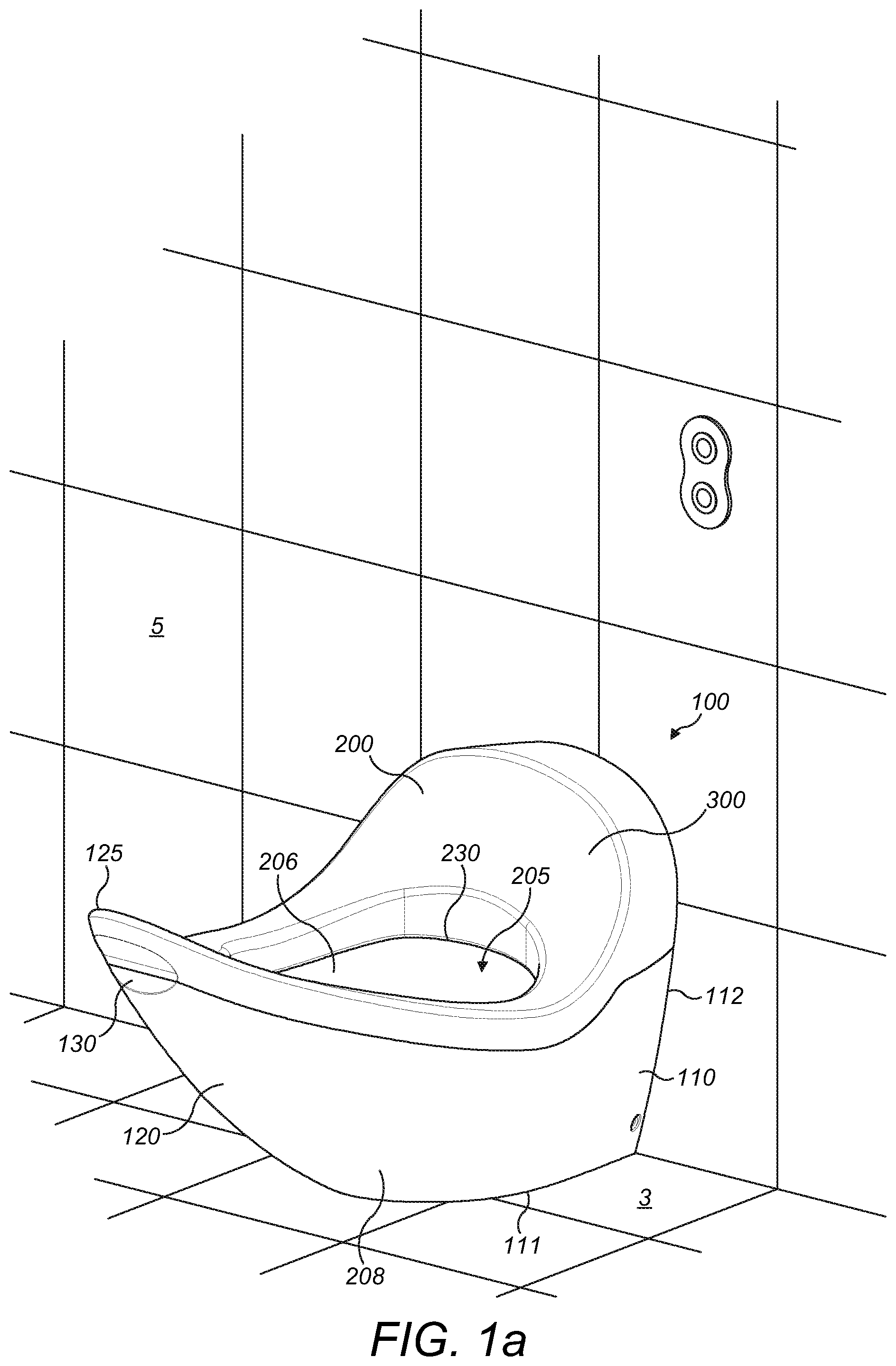 Patent US11781304 Figure 1 – Toilet for use while squatting or sitting