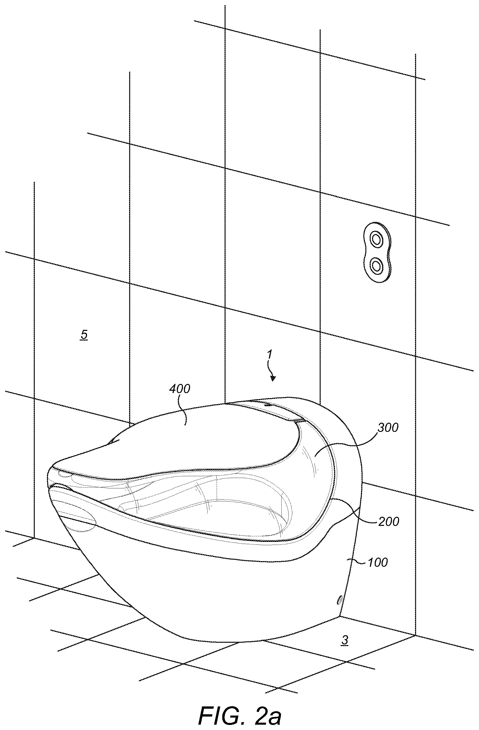 Patent US11781304 Figure 5 – Toilet for use while squatting or sitting
