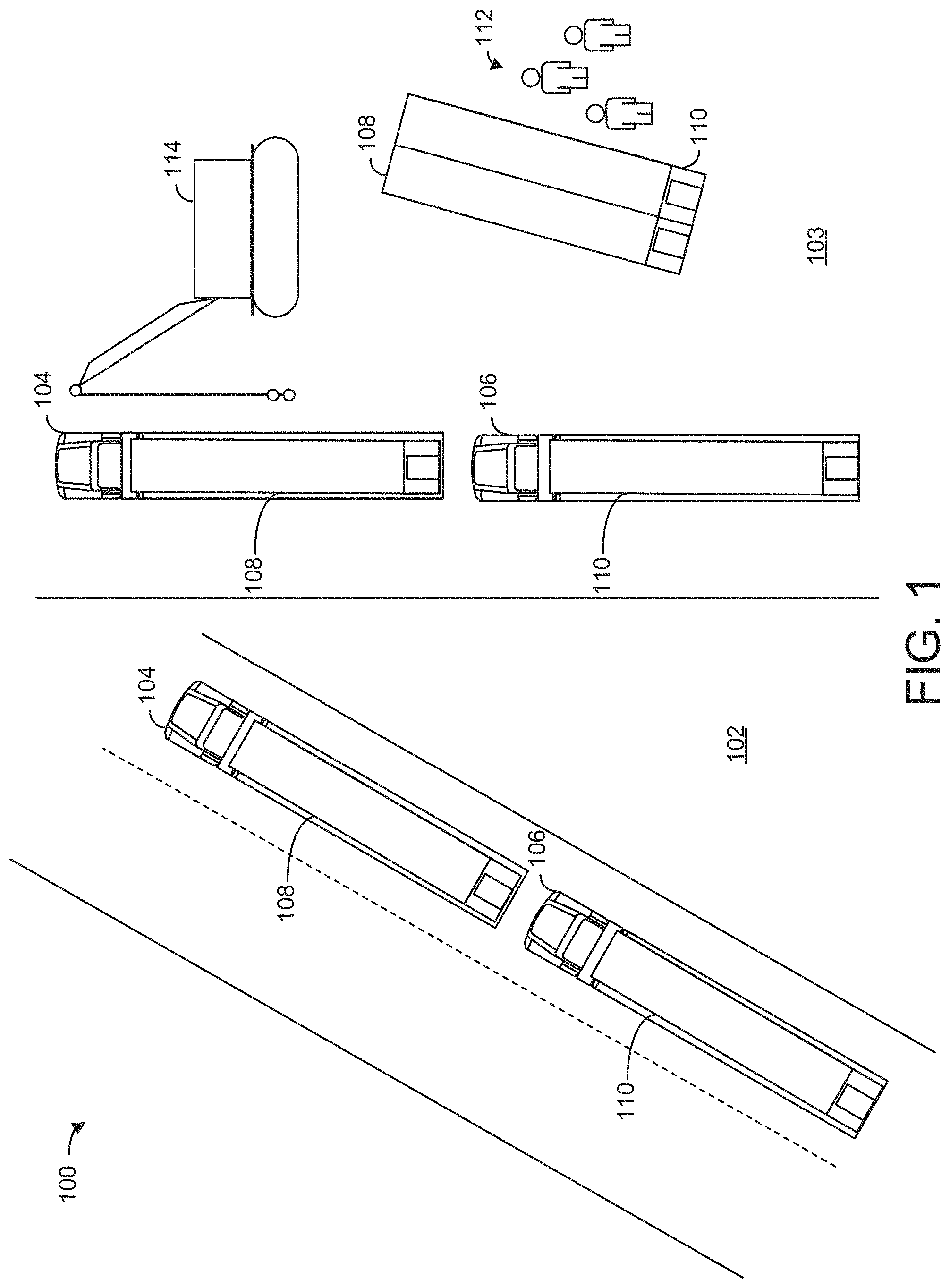 Patent US11781312 Figure 1 – Systems and methods for rotating a modular home on a trailer