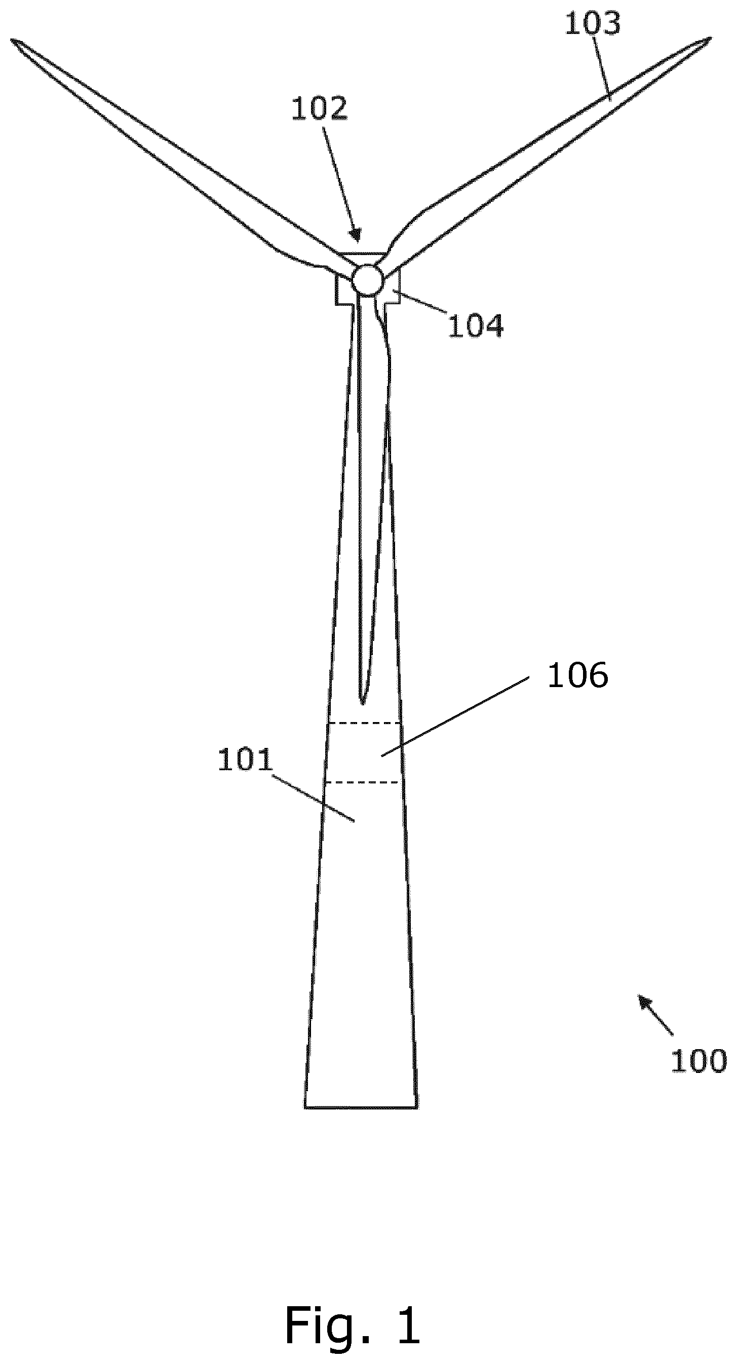 Patent US11781313 Figure 1 – Tower element with platform and fixation element
