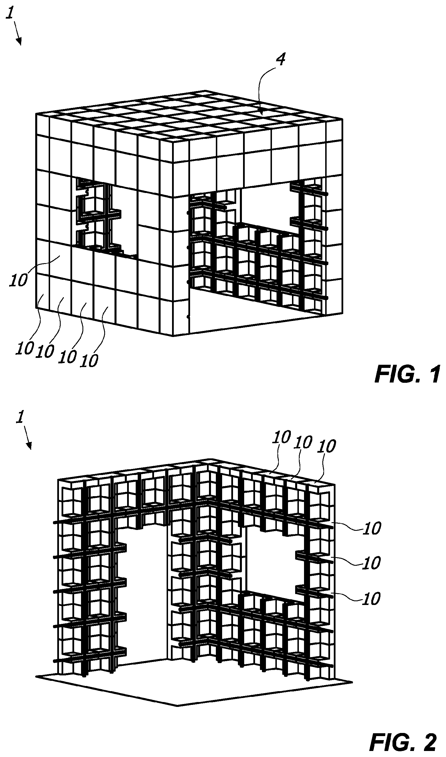 Patent US11781314 Figure 1 – System, method, kit and modular element for the dry building of structures for constructions