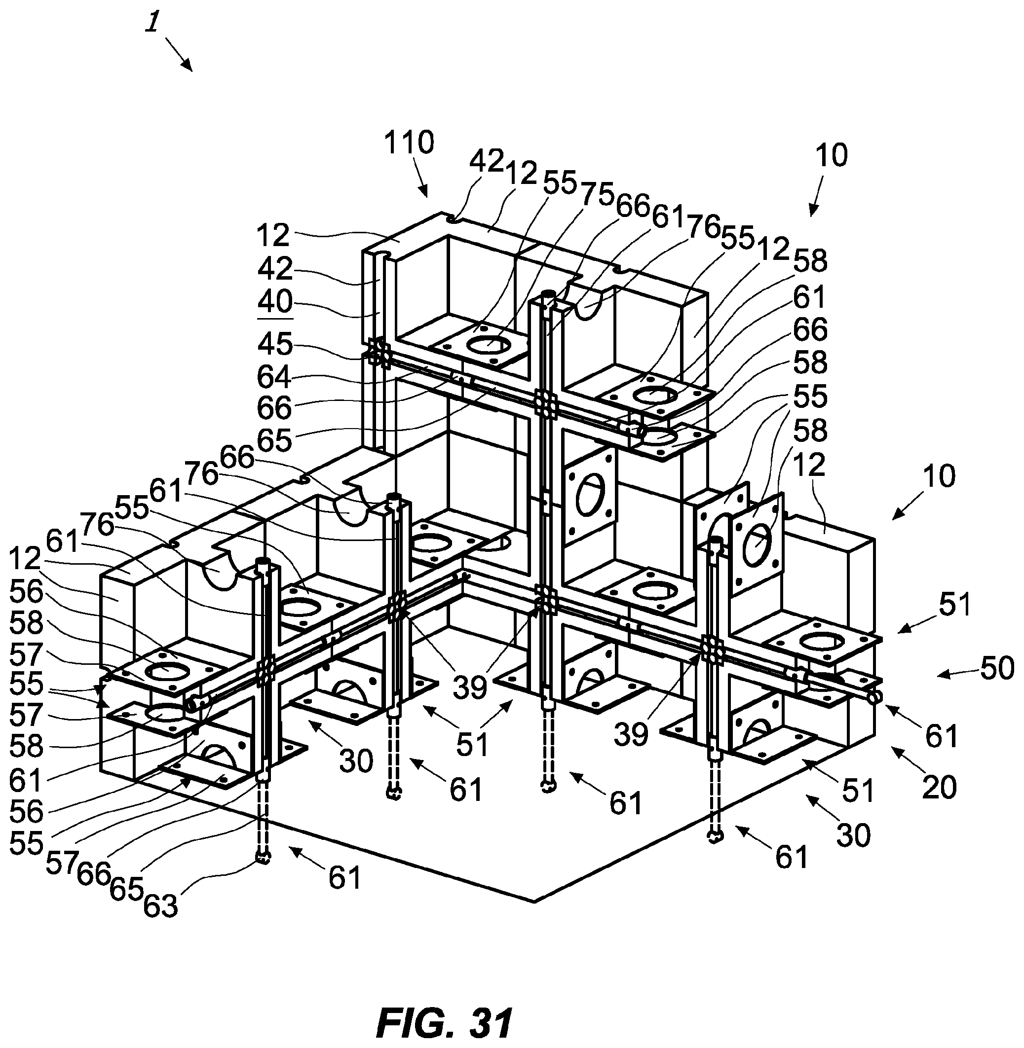 Patent US11781314 Figure 19 – System, method, kit and modular element for the dry building of structures for constructions