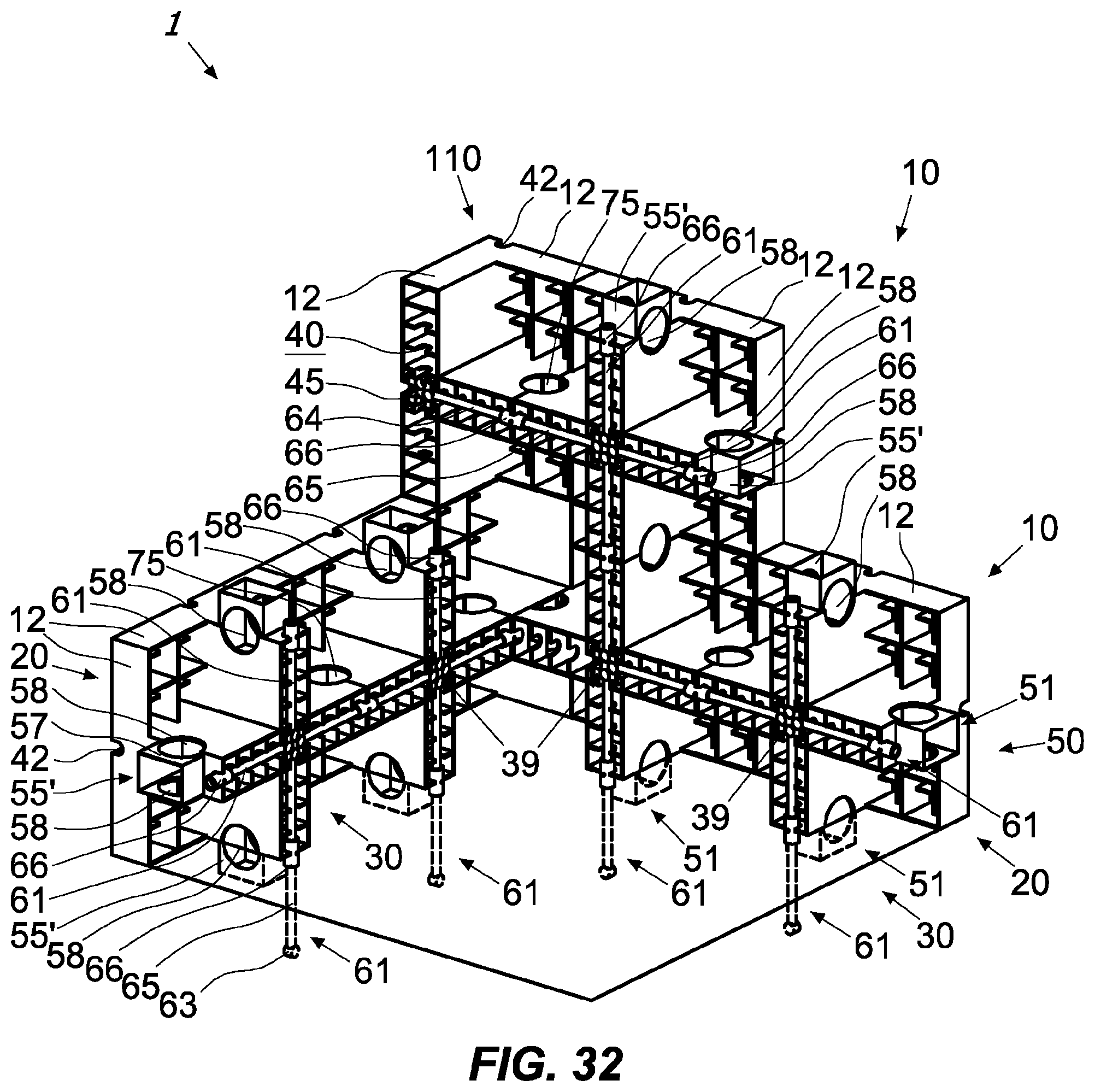 Patent US11781314 Figure 20 – System, method, kit and modular element for the dry building of structures for constructions