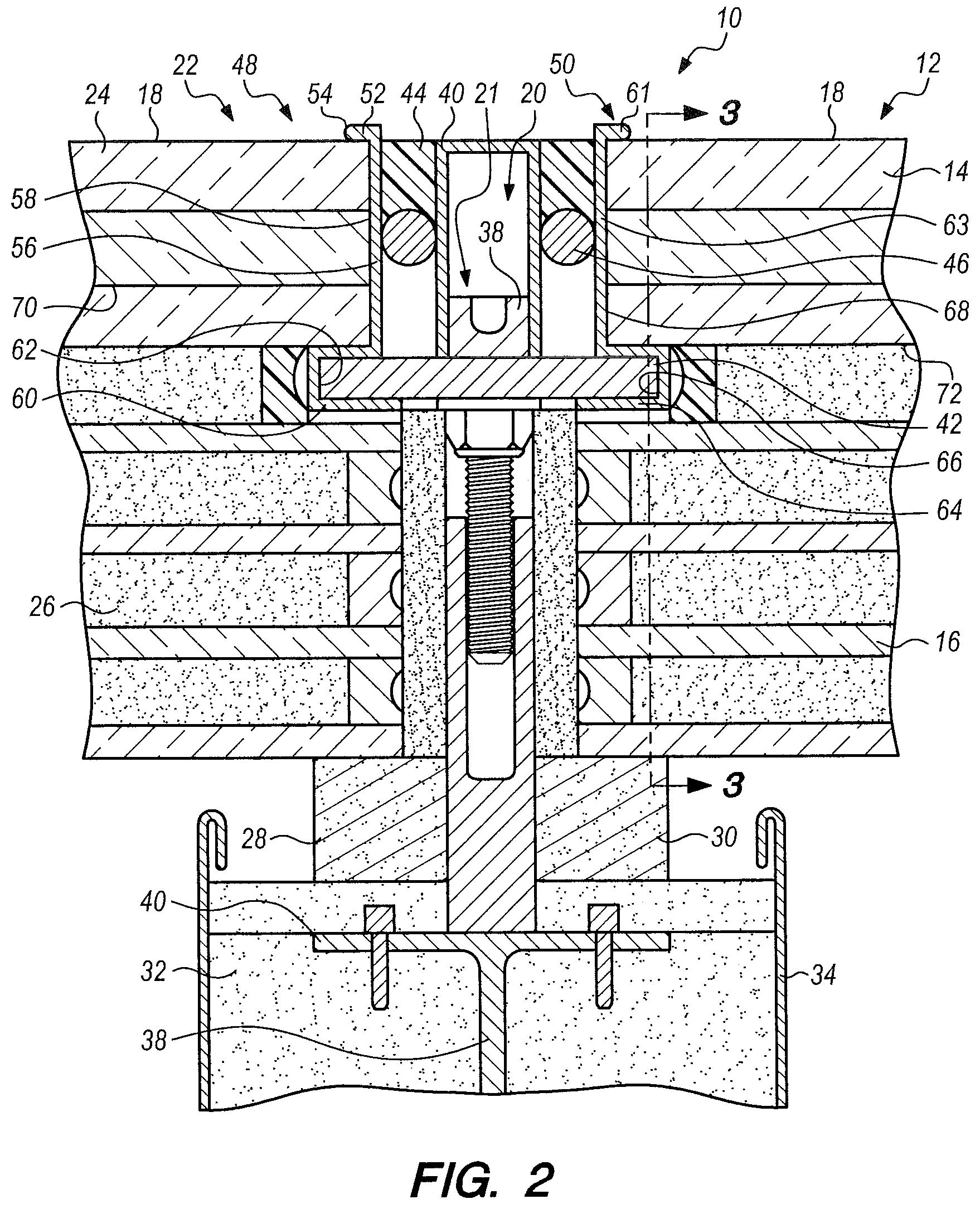 Patent US11781316 Figure 2 – Framing device for a fire-rated glass floor